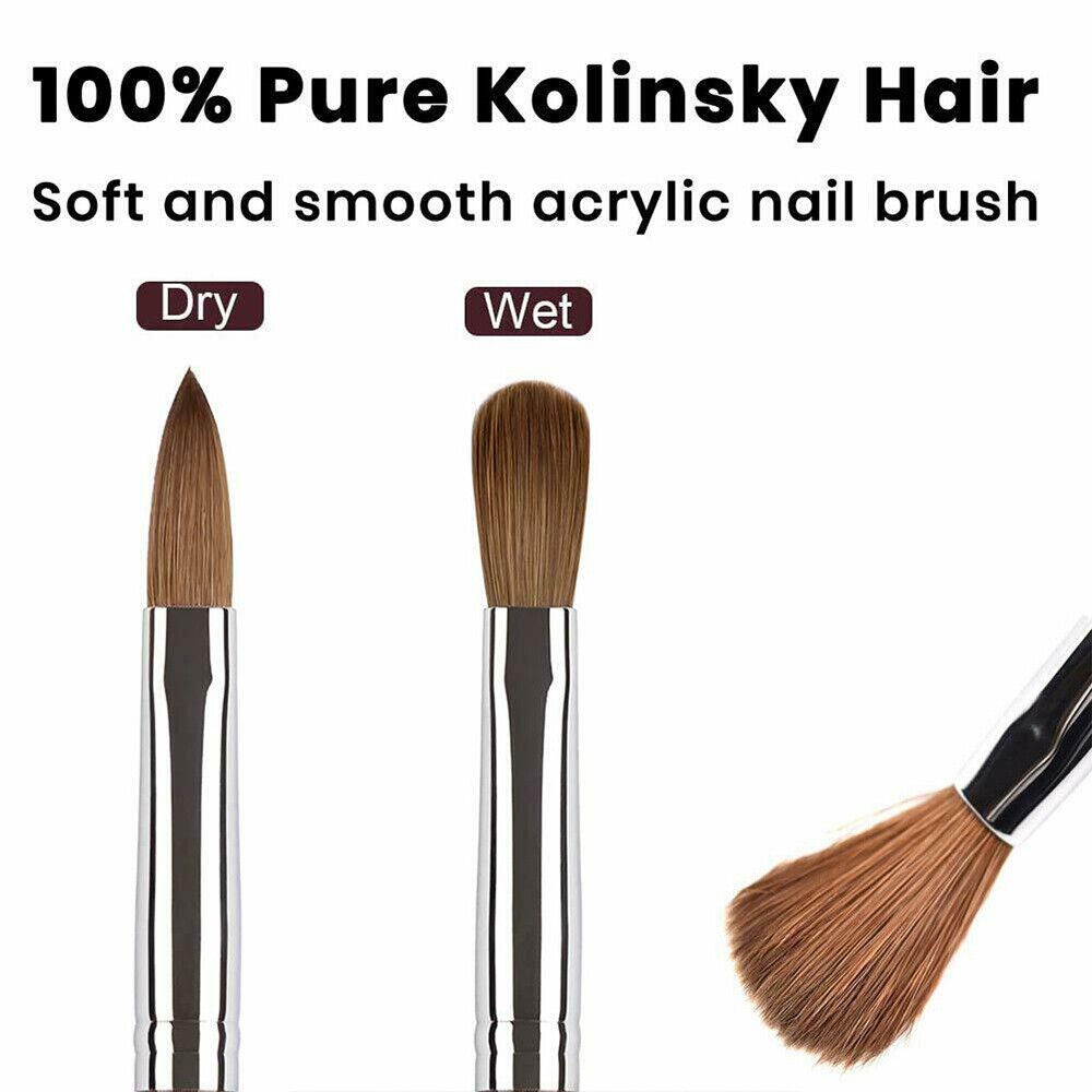 Kolinsky Sable Acrylic Nail Art Brush Round Red Wood Handle Professional