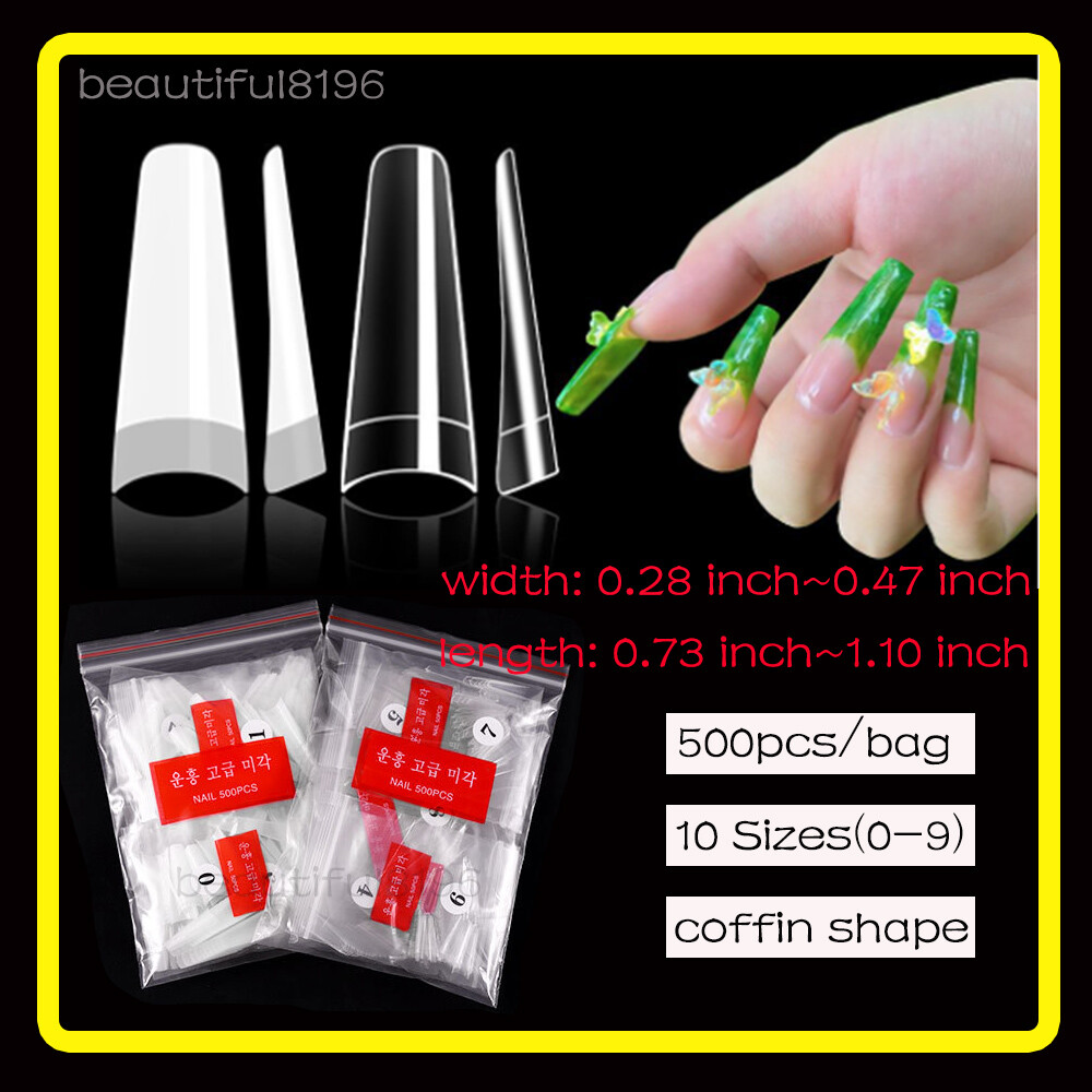 500/1000Pcs Acrylic Nail Manicure Decor Half Cover C Curve Nail Art False Tips