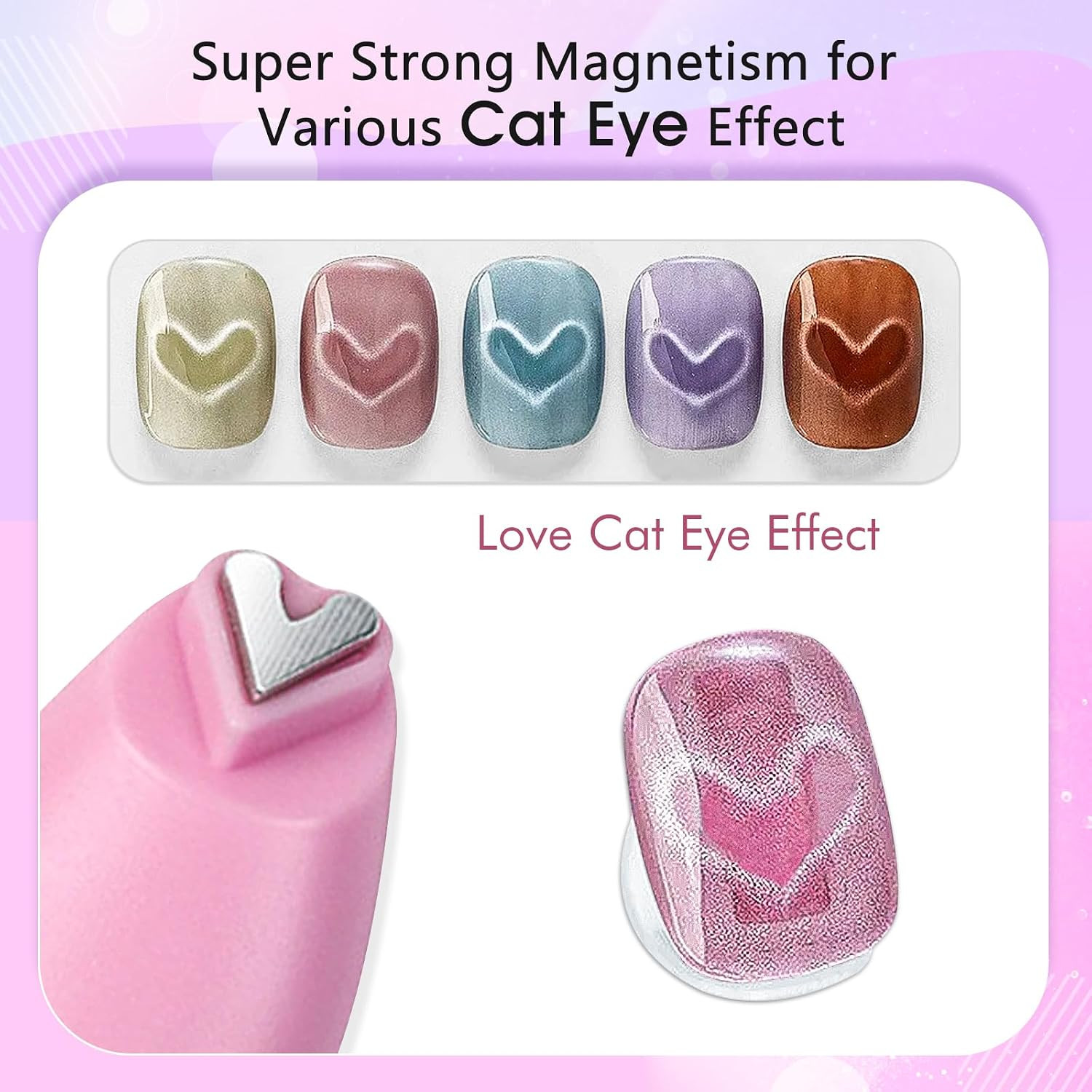 3 in 1 Cat Eye Magnet for Nails, Upgraded Nail Magnet Pen with Strong Magnet for