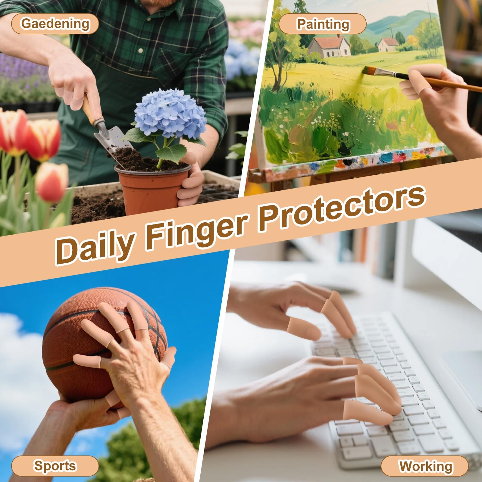 20 Pcs Gel Finger Cots Reusable Silicone Finger Protectors & Thumb Cots, Fle…