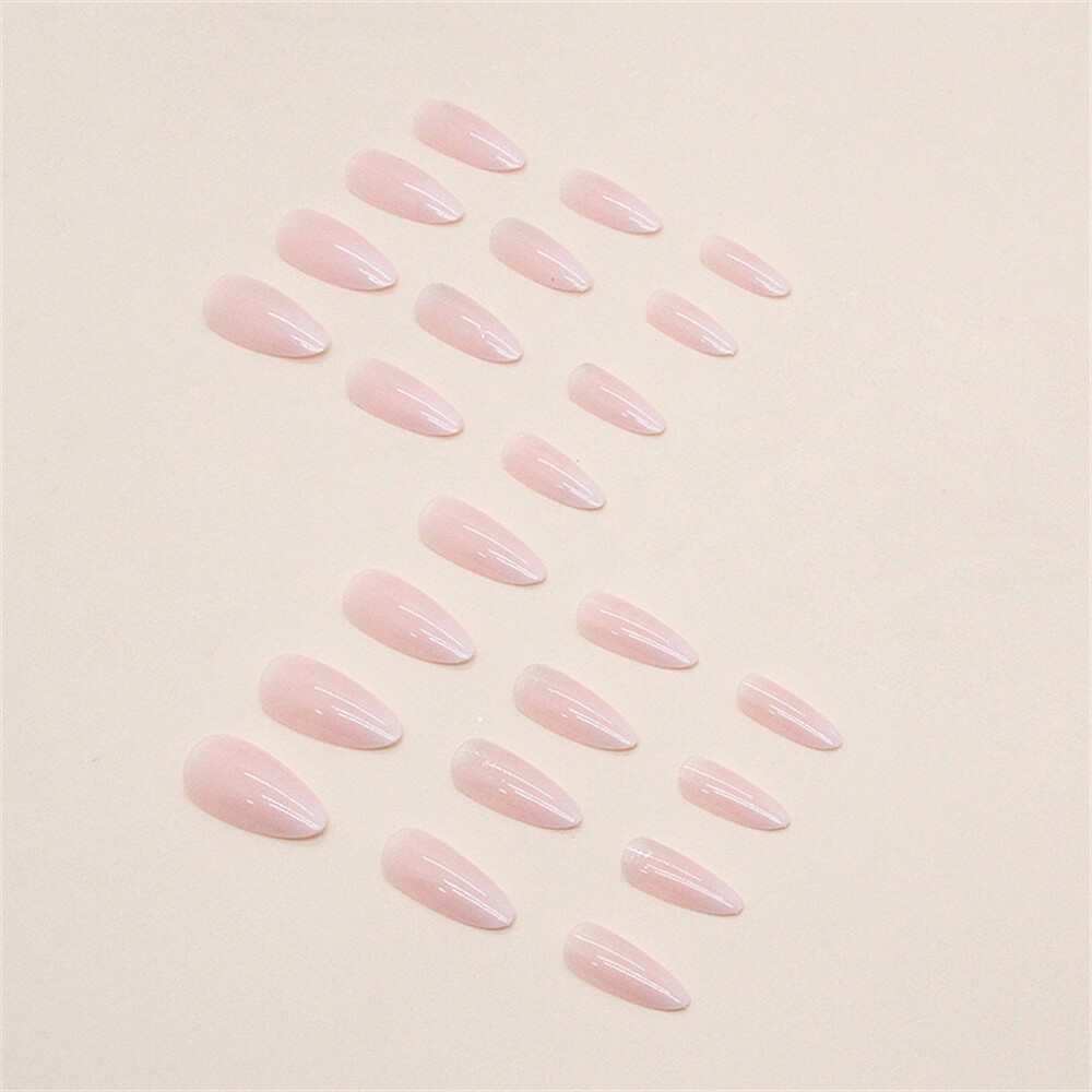 Almond Short False Nail French Gradient Press on Nails for Girls Nail Art 24pcs