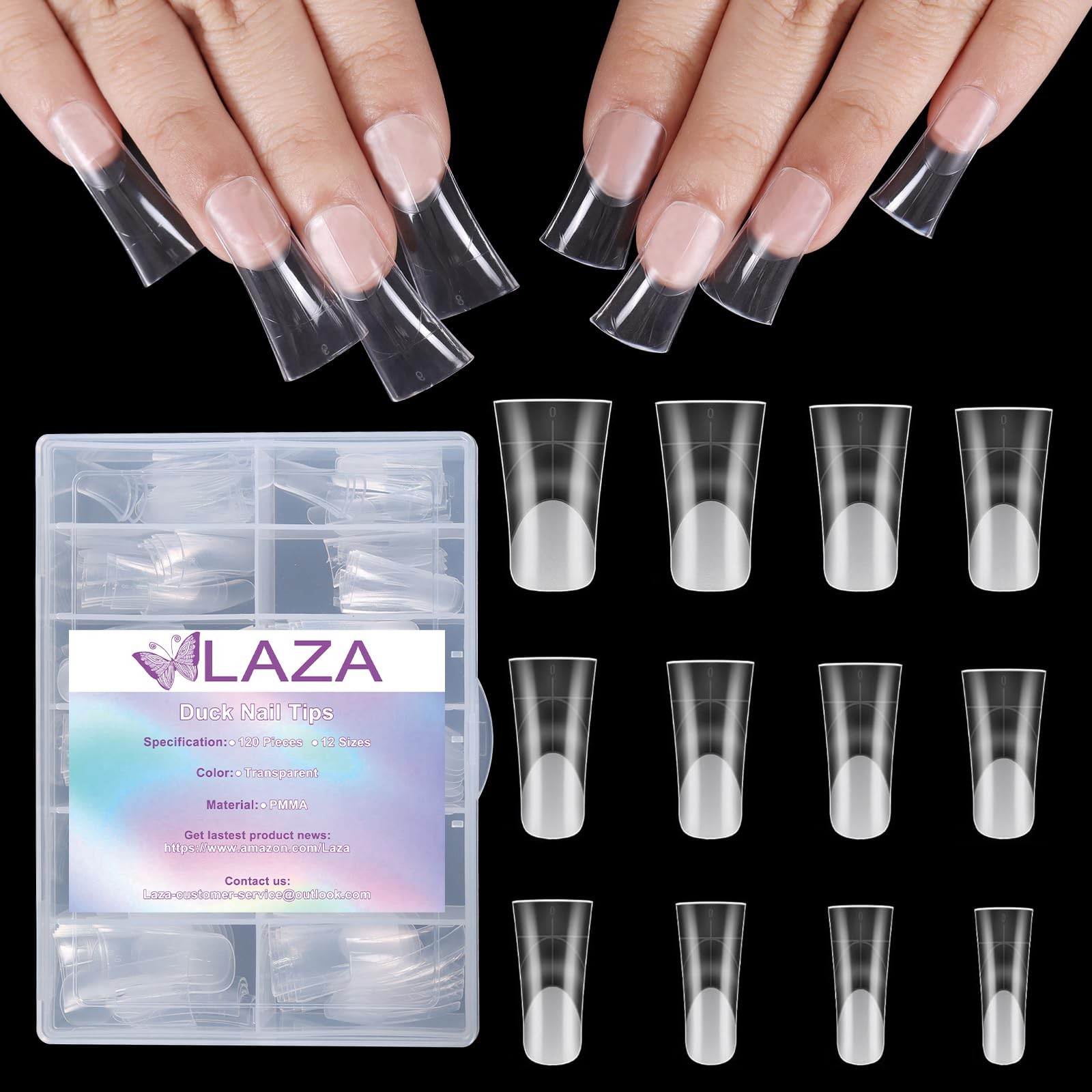 Laza 120pcs Medium Length Duck 1 Count (Pack of 120), clear full-cover