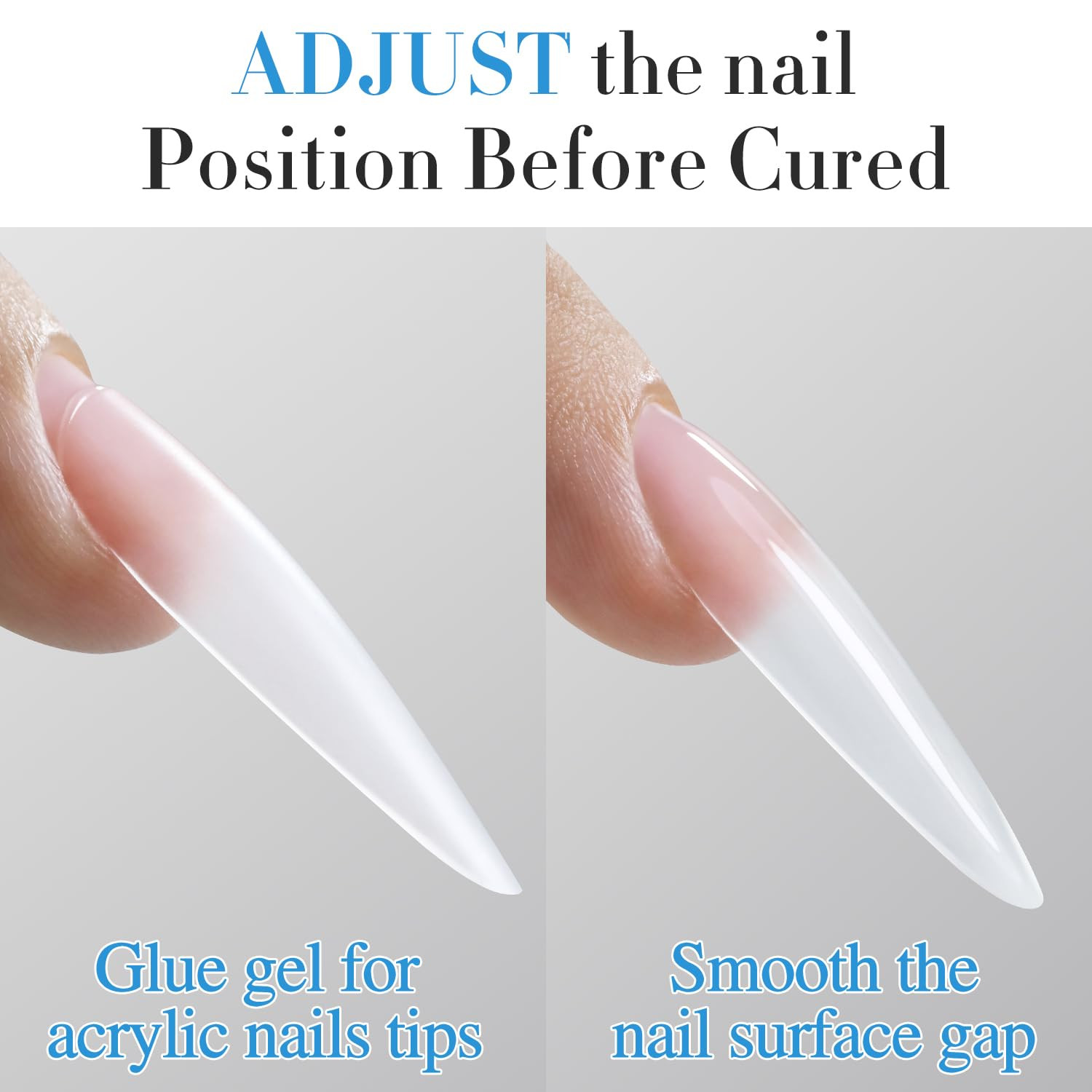 2 Pcs 0.5Oz Nail Glue Gel Set for False Acrylic Nail Tips and Press on Nails Gel