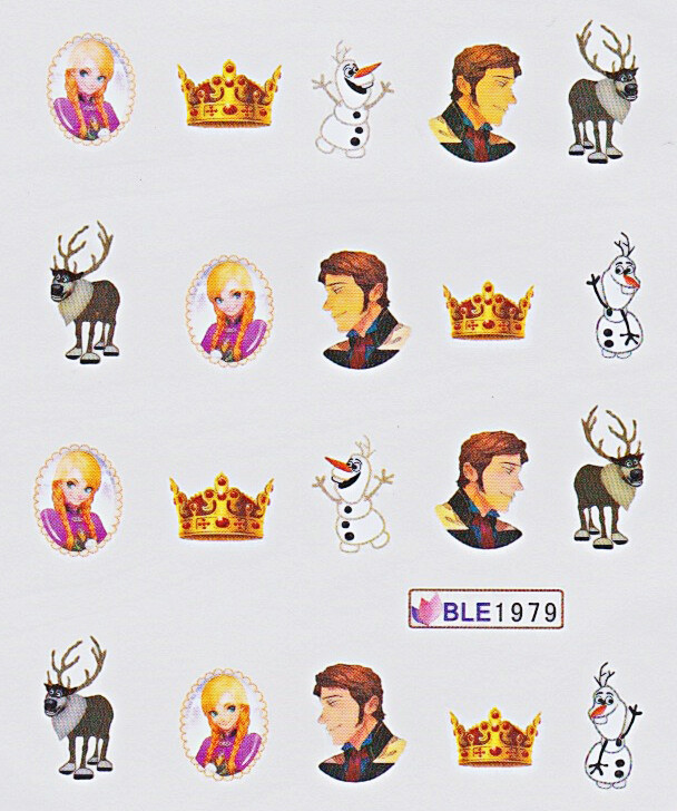 1-10 sheets Kids Nail Stickers Frozen Princess Cinderella Snow White Rapunzel