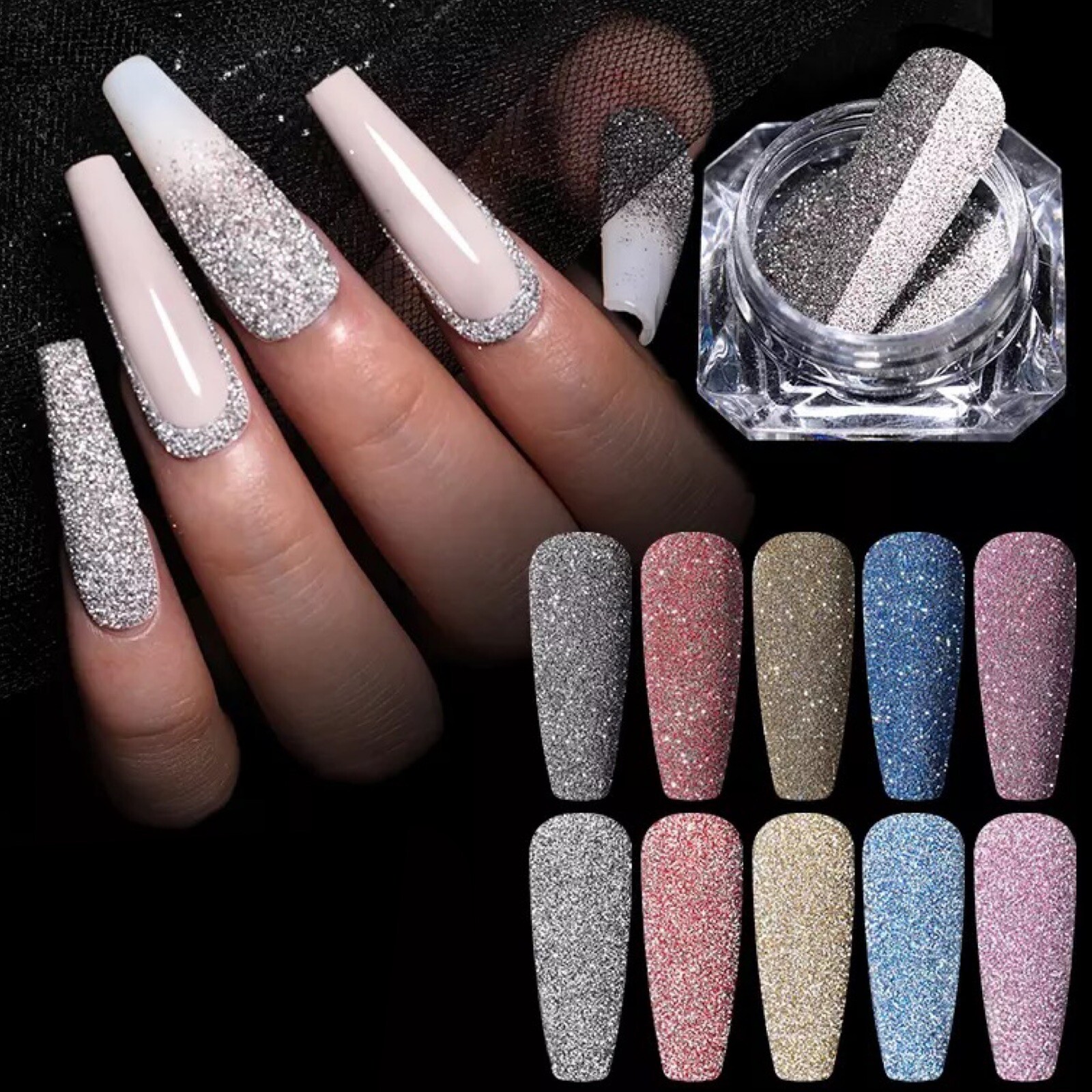 Silver Reflective Nail Disco Glitter for Gel Polish & Varnish Flash Night Effect