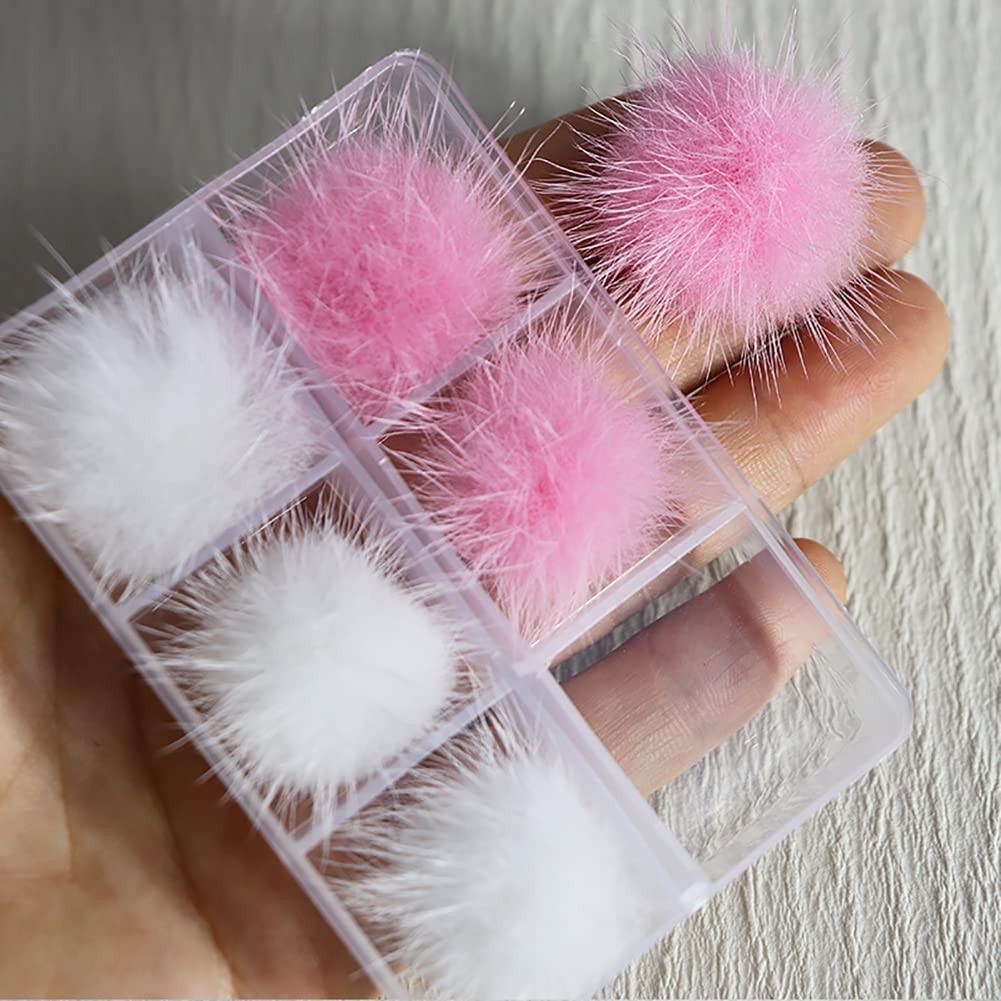 12 Pcs 3D Nail Pom Balls Fluffy Balls Nail Charms Magnetic Nail Pom Pom Detac…