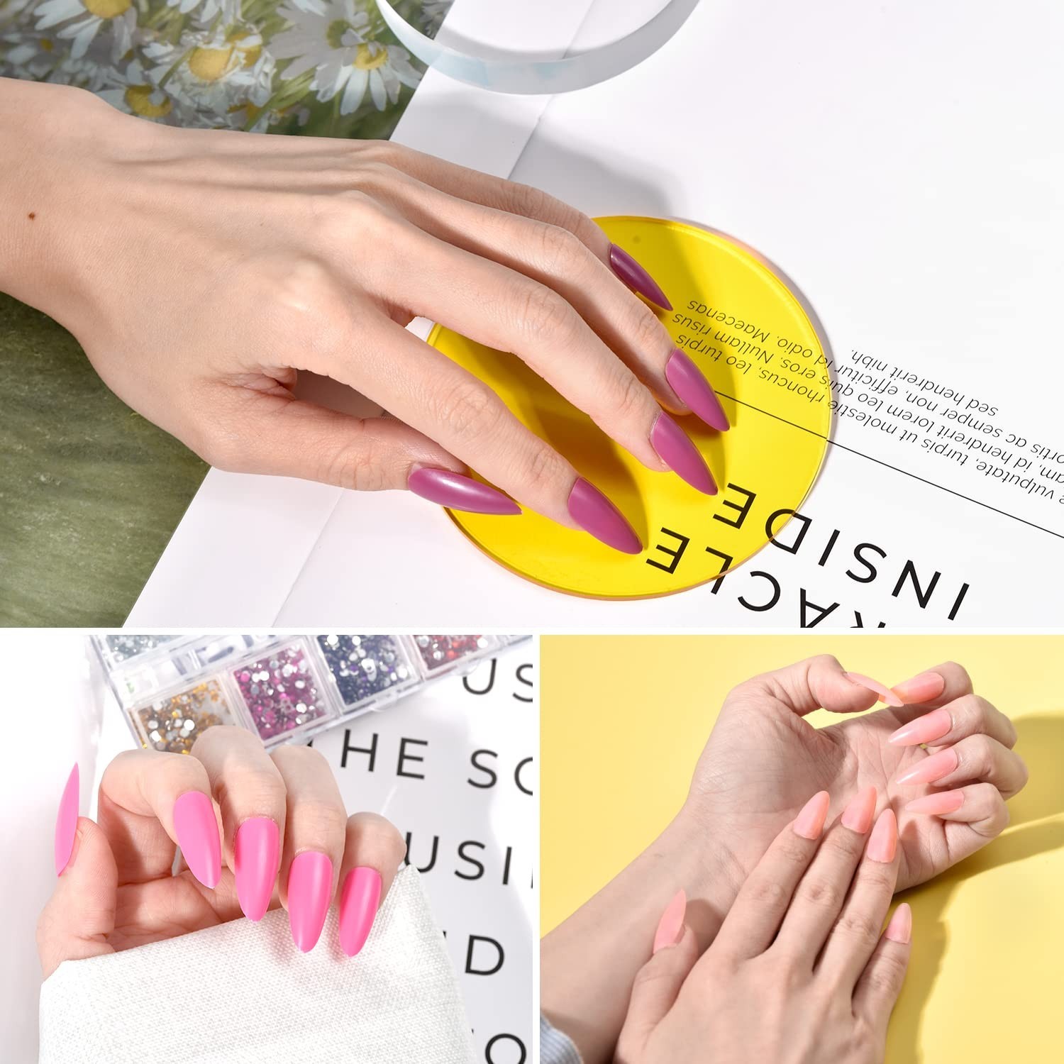 TsMADDTs Press On Nails Almond, 24 Colors 720 pcs Short Fake Nails for Women