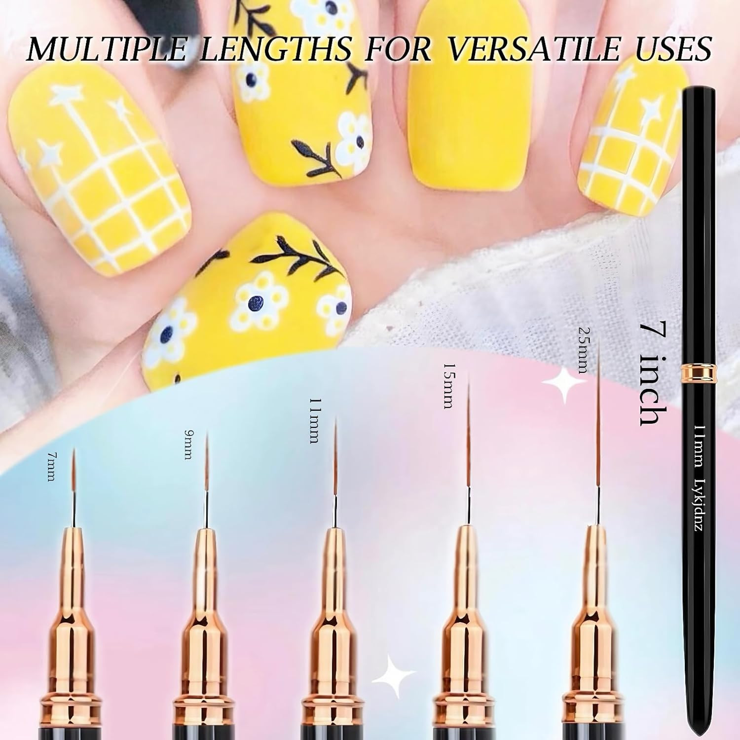 5pcs Nail Art Liner Brushes, Liner Brush For Nails Gel, Thin Nail Art Brush, Siz