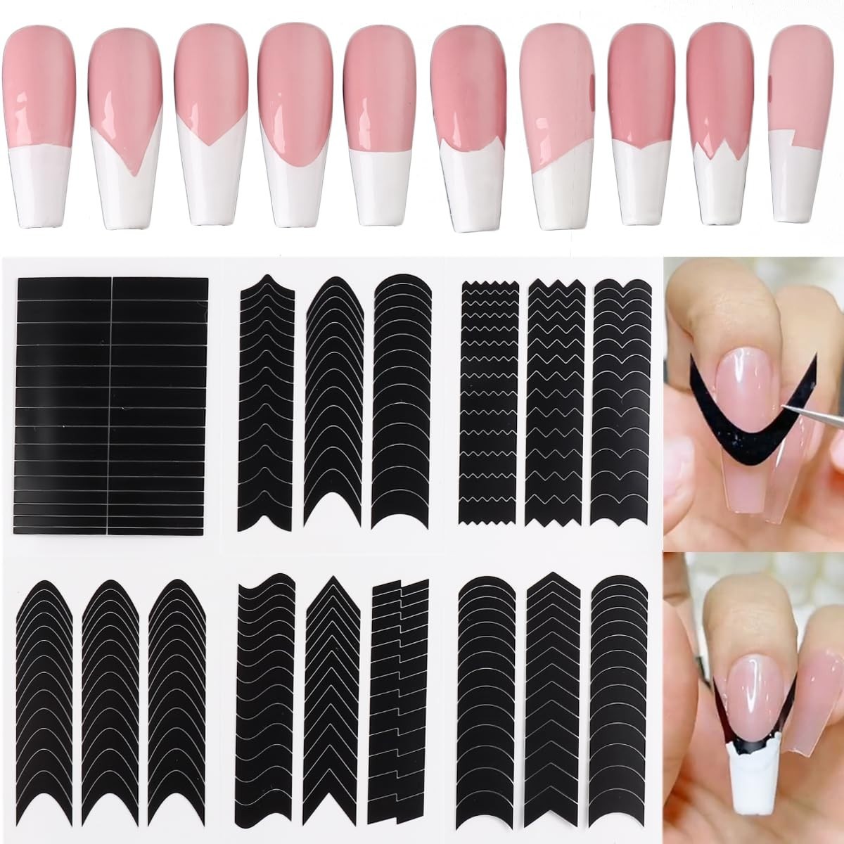6 Sheets Luxury French Tip Nail Guides – Easy Application for Stunning Nails