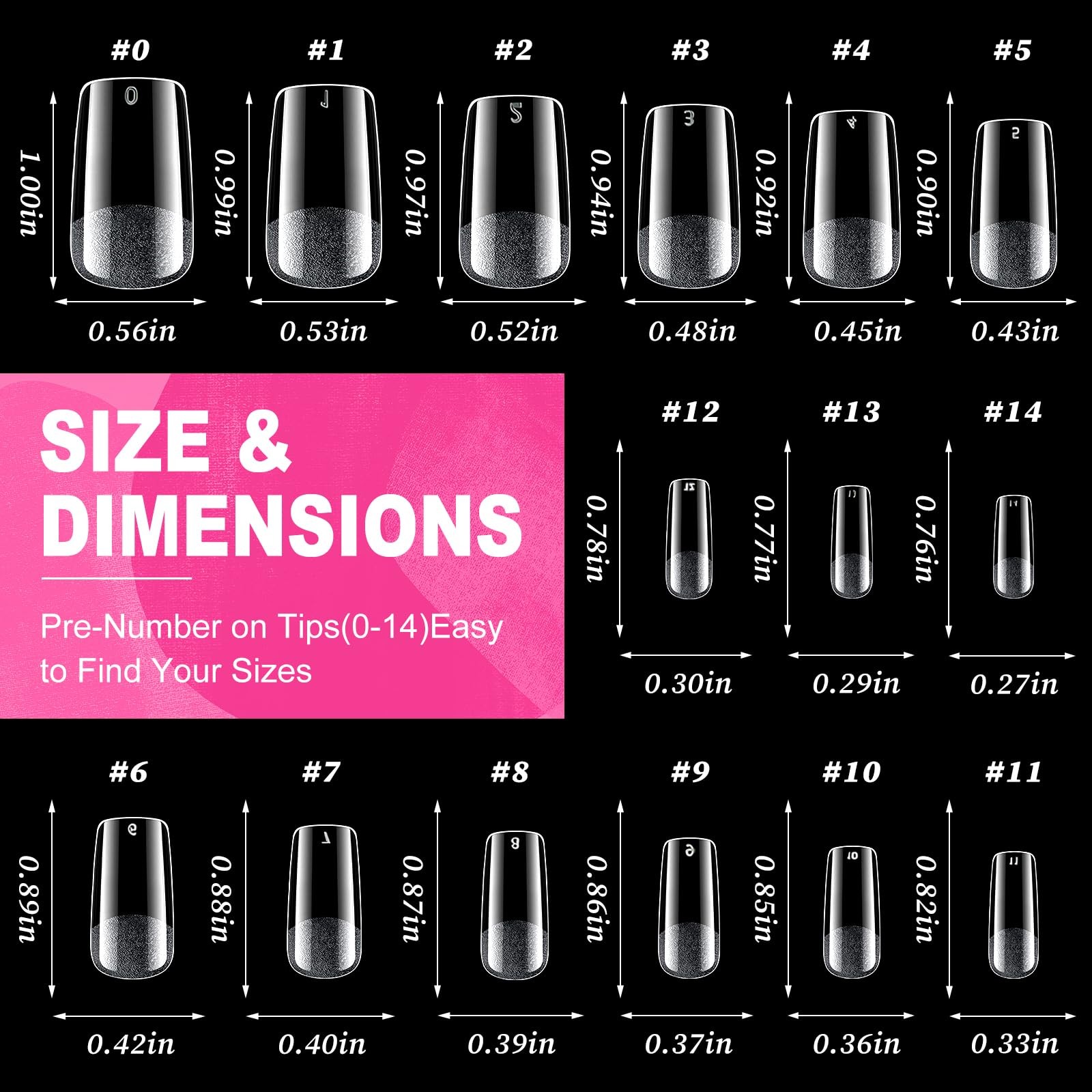 Medium Square Nail Tips, 240PCS Acrylic Nails Tip Full Cover Gel Nail Tips fo…