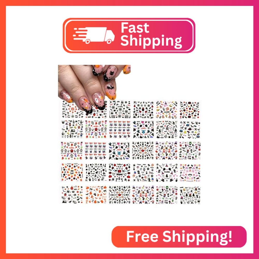 3000Pcs Christmas&Halloween Nail Stickers 60 Sheets Halloween Christmas Nail Art