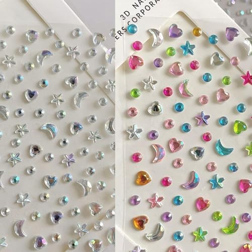 Self Adhesive Face Gems Stickers, Hair Gems Face Jewels Eye Stars/Moons/Hearts