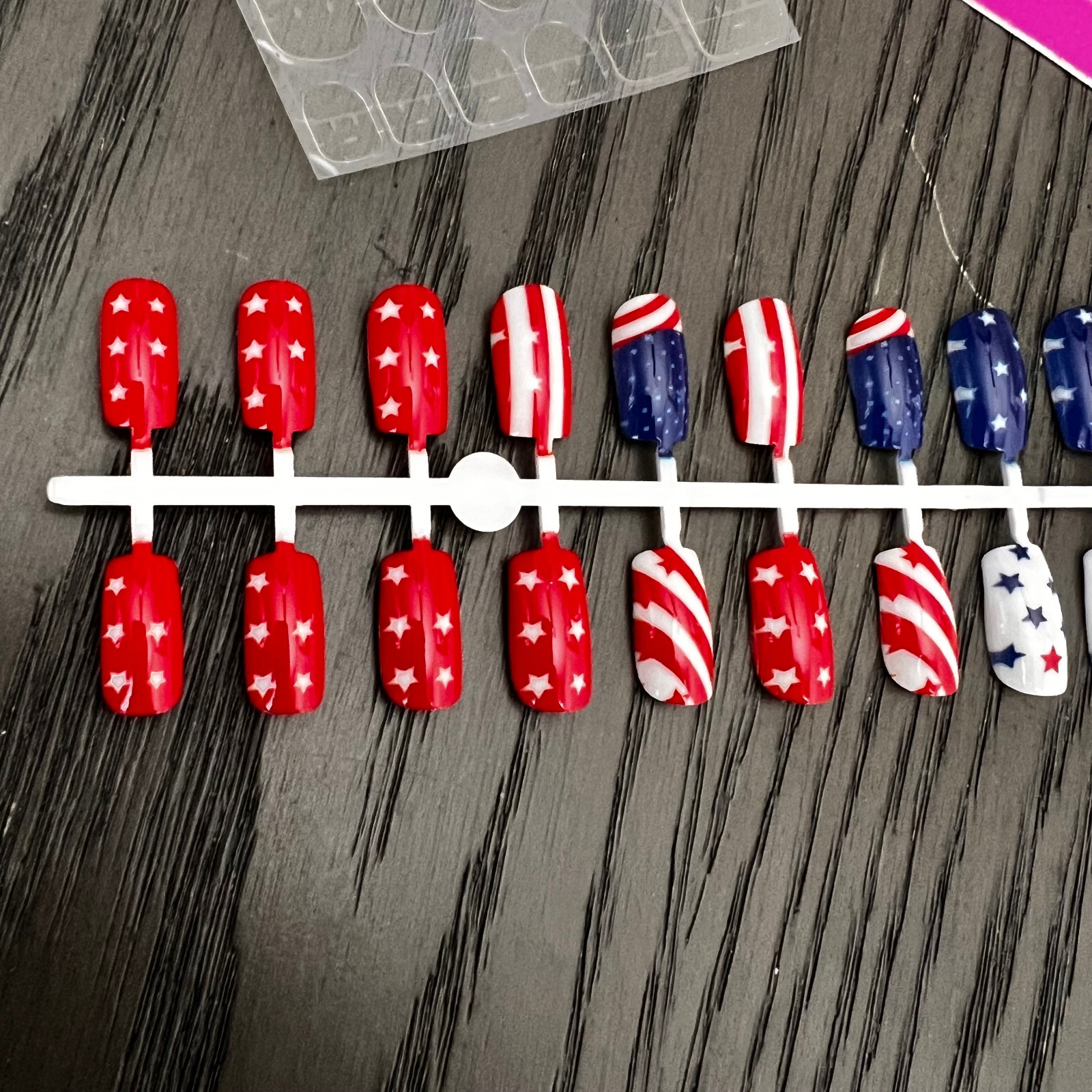 Patriotic 4th of July Red White & Blue Star Design, Medium Square Press on Nails