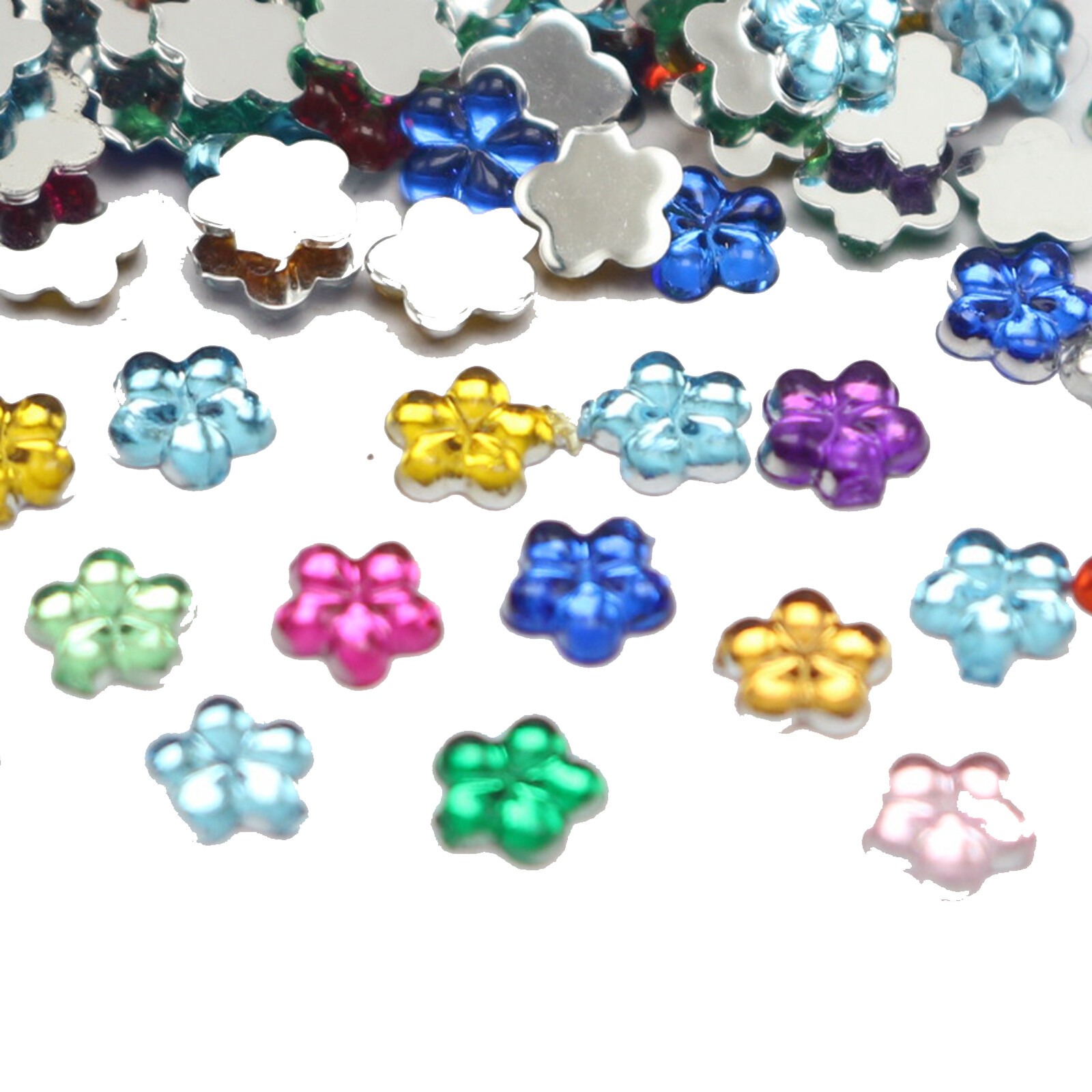 1000 Acrylic FlatBack Mini Flower Rhinestones Gems 4mm Tiny Nail Art Tips