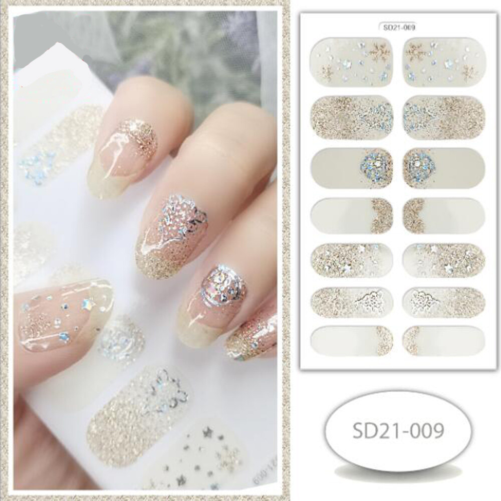 14 Styles Nail Art Full Size Stickers Decals Fashion Self-Stick Decor Convenient