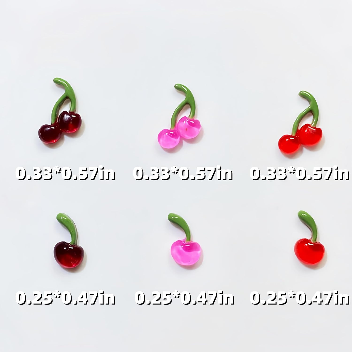 150PCS 3D Cherry Nail Charms and Rhinestones for DIY Nail Art Supplies