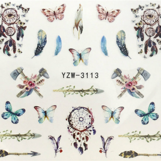 Multicolor Butterfly Dreamcatcher PVC Nail Art Decoration Stickers #849-3113