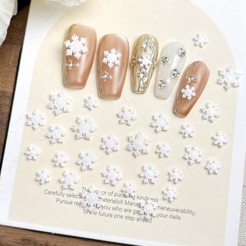 50Pcs Christmas Snowflake Nail Art Charms 3D Mixed Resin Nail Charms Style 4