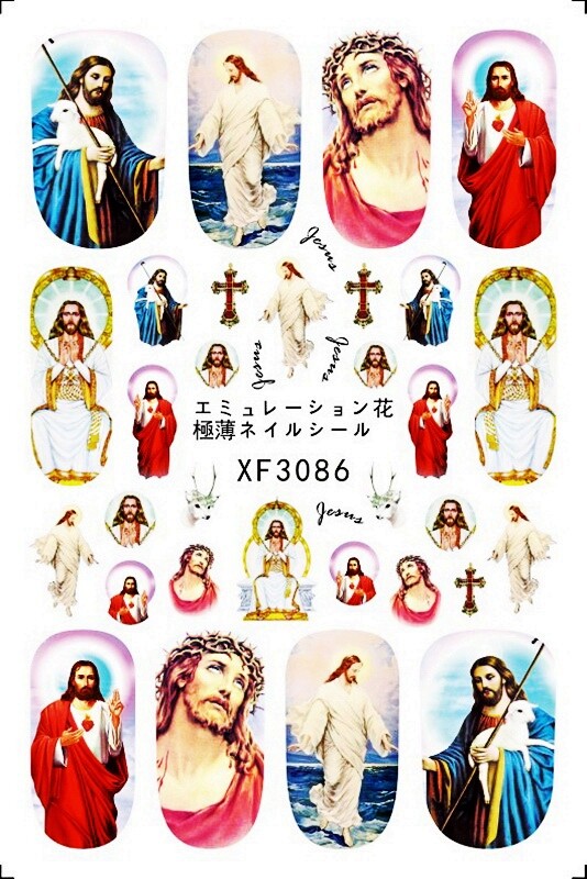 Christ Jesus Cross Love In God We Trust Art Nail Stickers XF3086