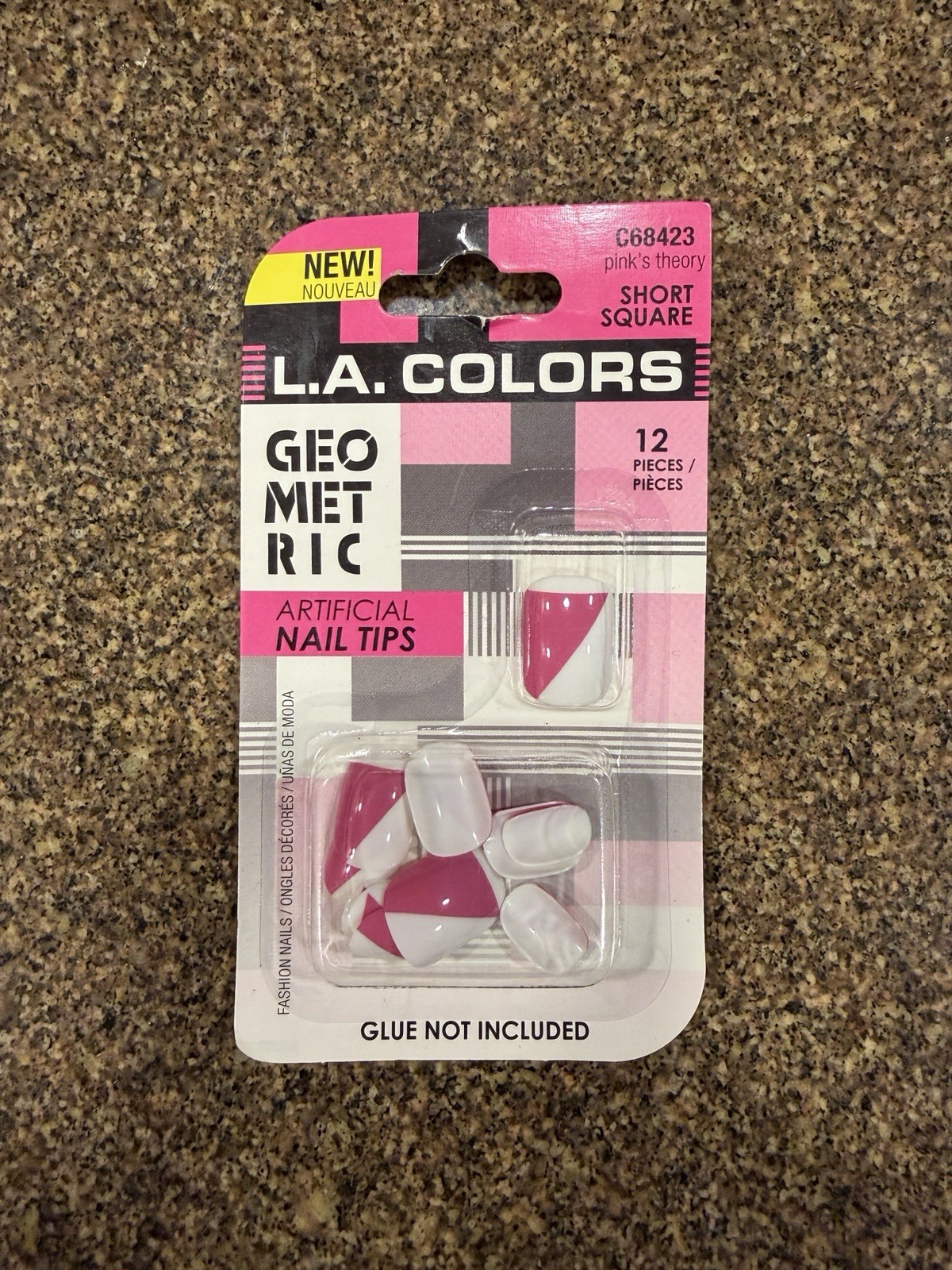 L.A. Colors Geometric Nail Tips Pink’s Theory Short Square 12pc – Fashion Nails