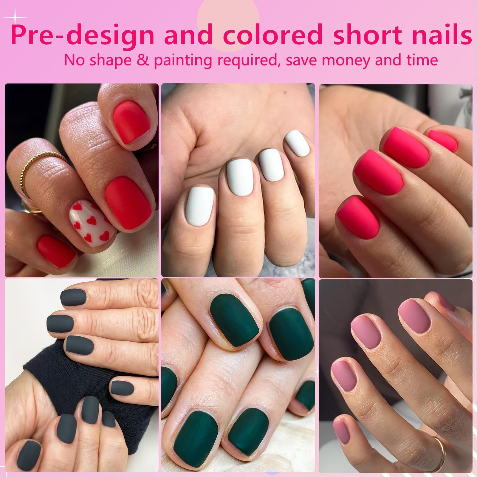 576pcs Matte Press-On Nails – Full Cover Acrylic False Nail Tips for Women & Gir