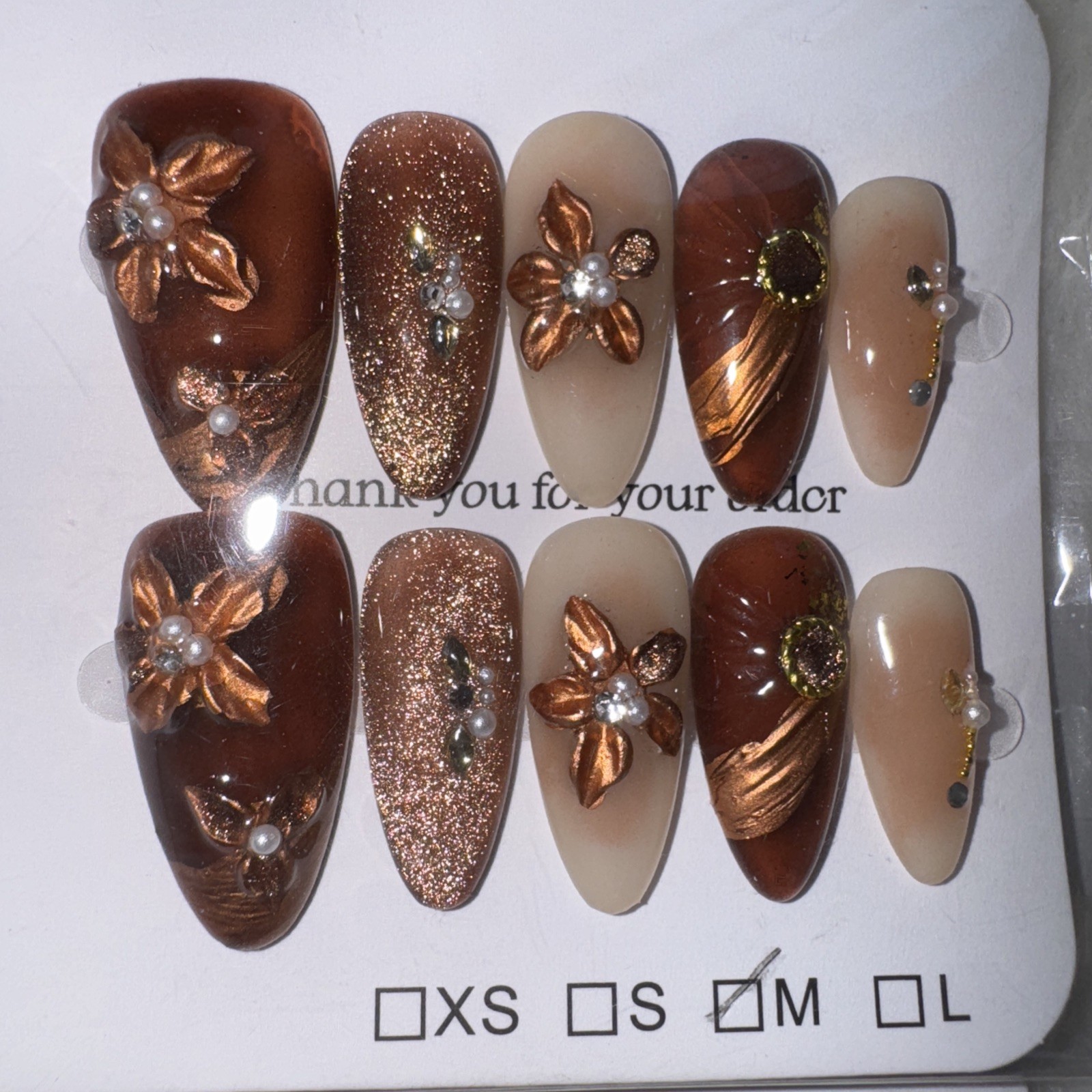 4 Packs Of 10pcs Almond Press On nails | 3D Unique Designs| Size M | Reusable 11