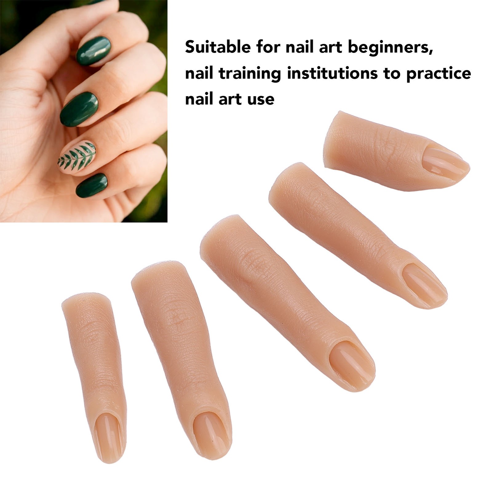 5 Pcs Silicone Nail Practice Finger High Elasticity For Nail Art Easy To Use