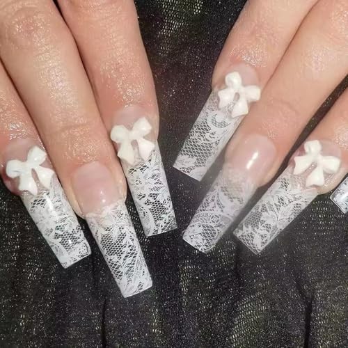 10 Rolls Nail Art Foil Transfer Sheets, Lace Nail Foil Decals Starry White Lace
