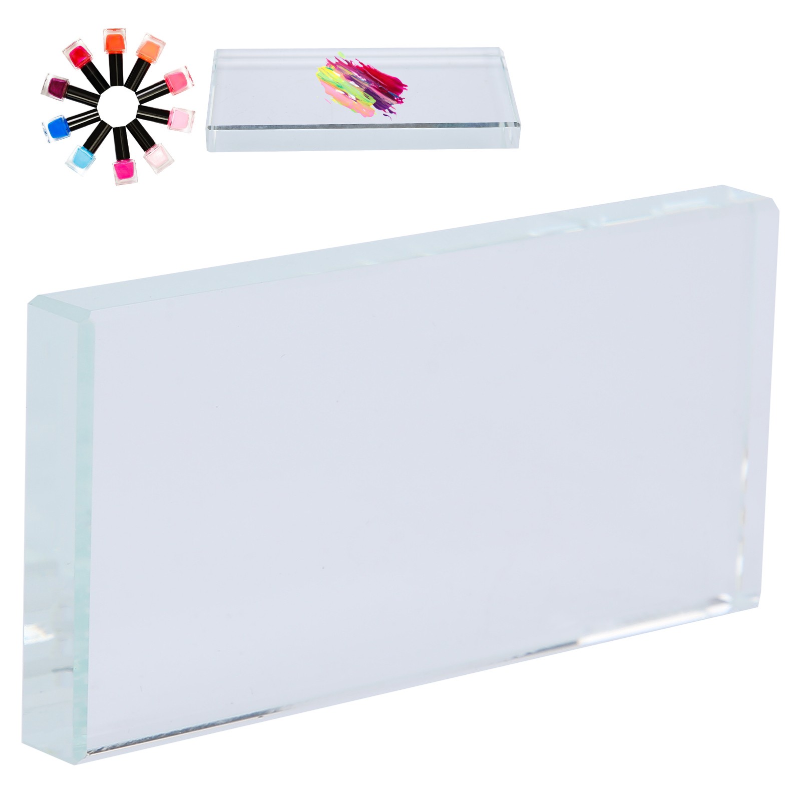Nail Art Palettes Color Mixing Glass Rectangle Makeup Blending False Eyelash