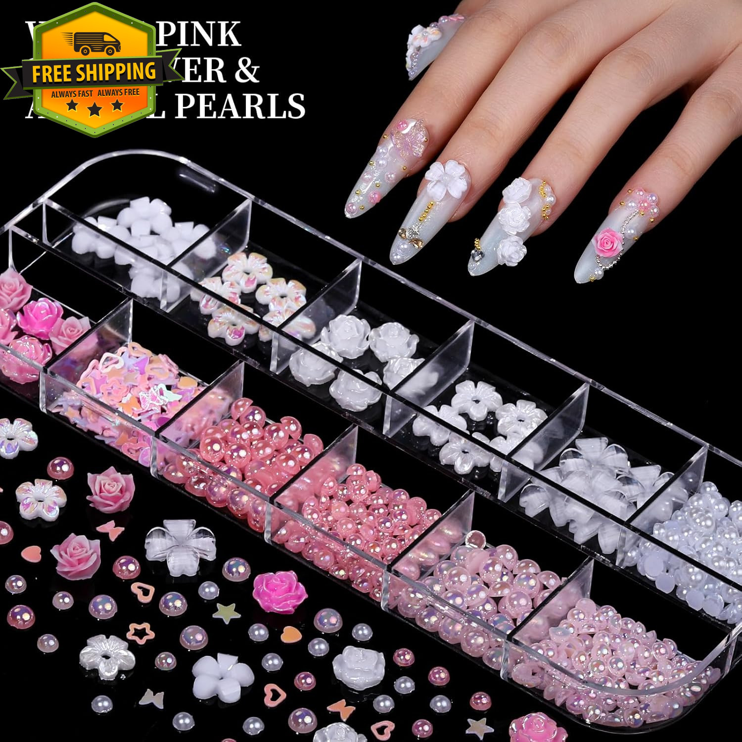 Nail Rhinestones Charms Kit 8 Box Colorful Flatback Gems For Nail Art DIY Crafts