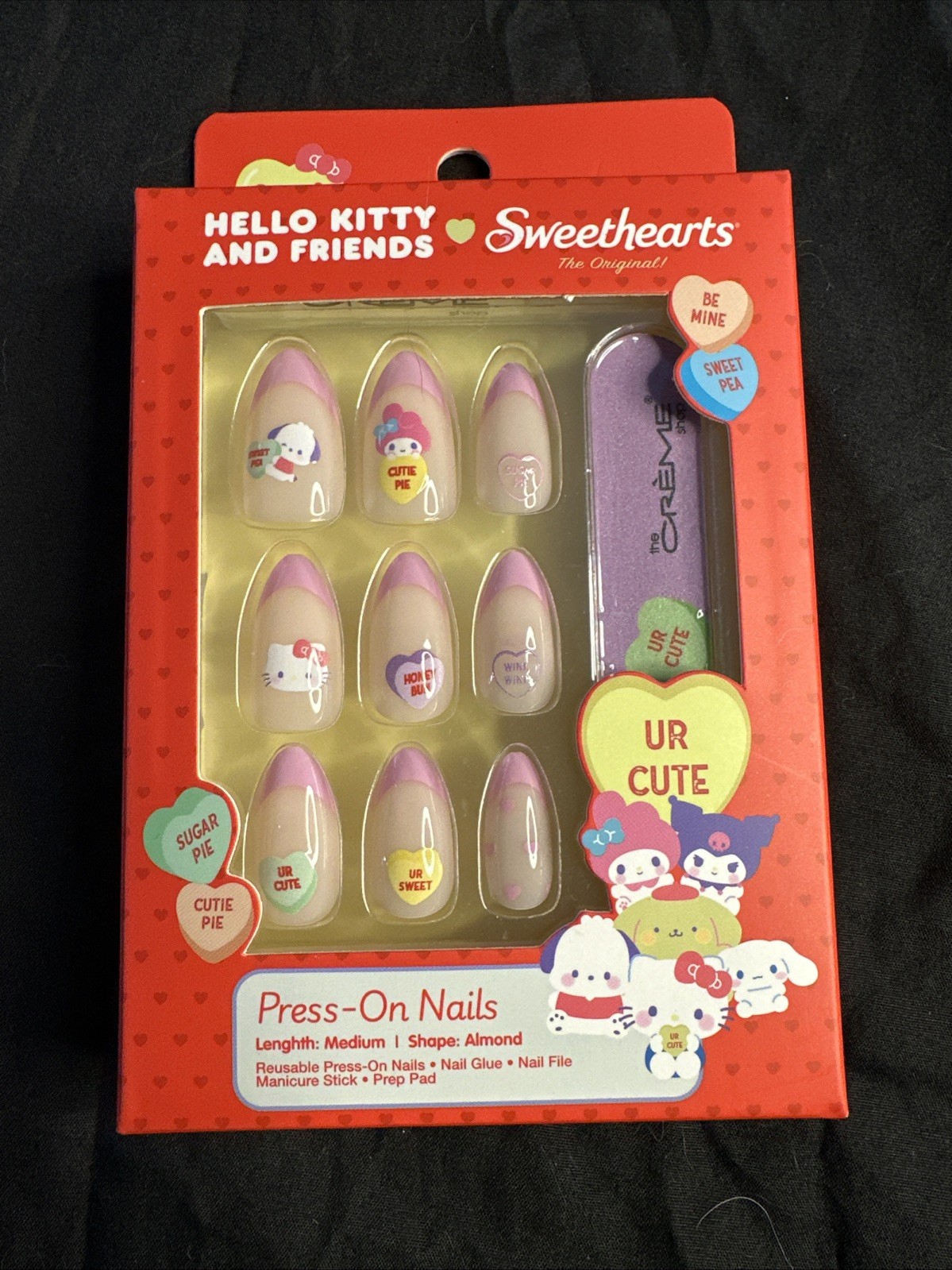 Hello Kitty HK sweethearts 24 Press-on Nails Medium Almond Valentines NIP