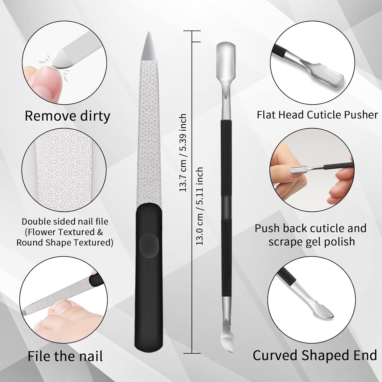 Mani Tools Pedi Tools-Multi-Funct Double End Nail Lifter,