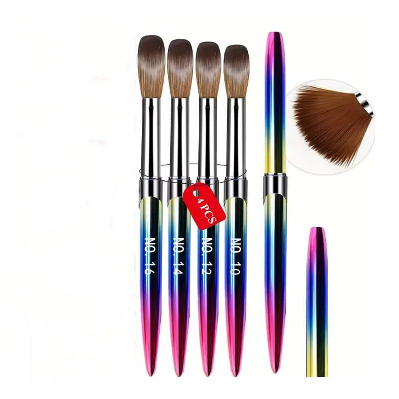 4Pcs/Set Kolinsky Sable Powder Brushes Acrylic Brushe Nail Art Brush Set