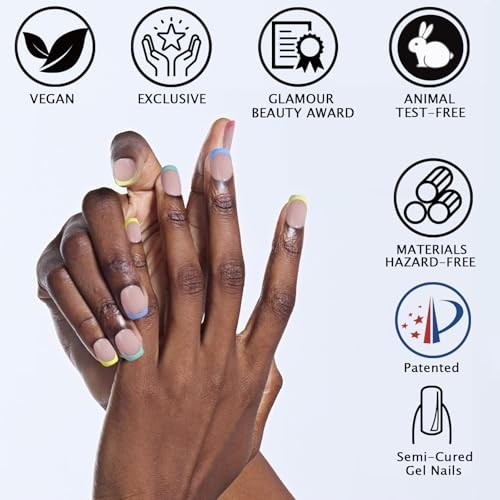 Pink Blue Gel Nail Strips – Semi Cured – 29 Colorful French Tip