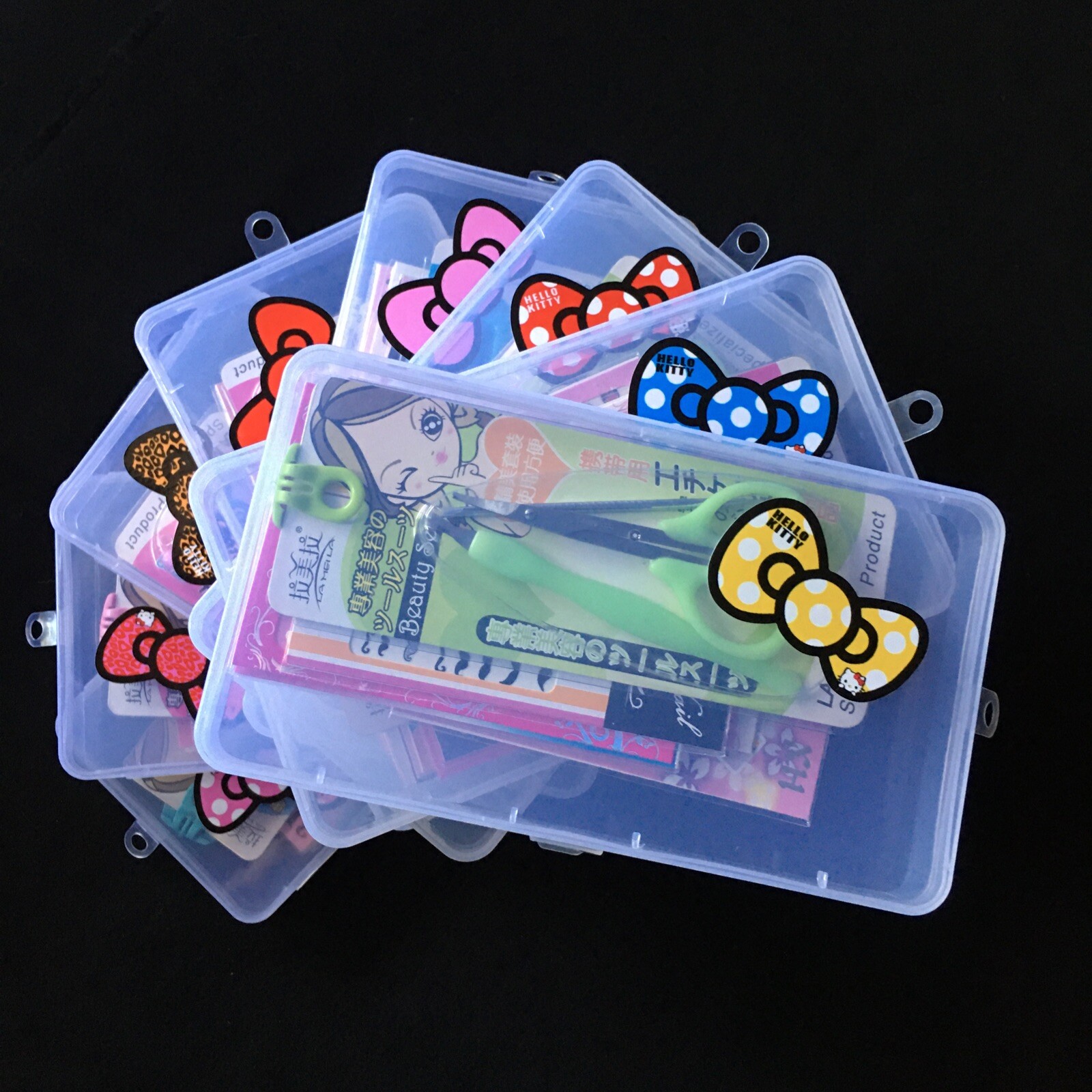 10 Sheets Hello Ketty & Cartoon Nail Sticker & Beauty Set In Plastic Box St-253
