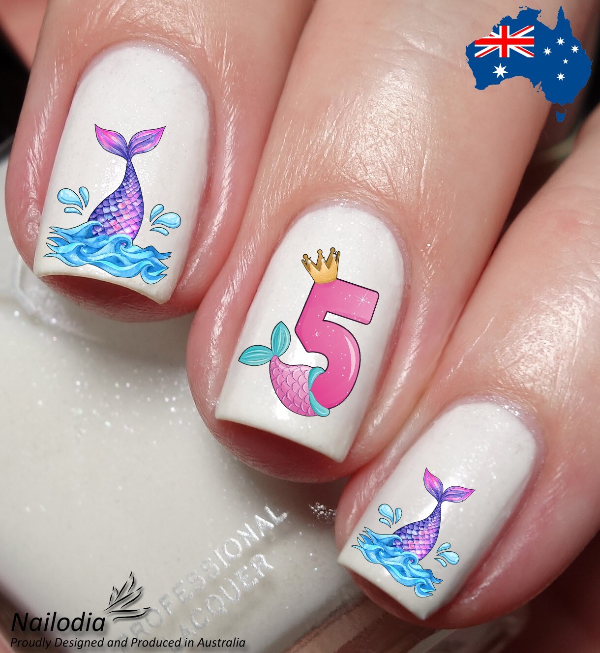 Birthday Mermaid Numbers Nail Art Decal Sticker Water Transfer Slider