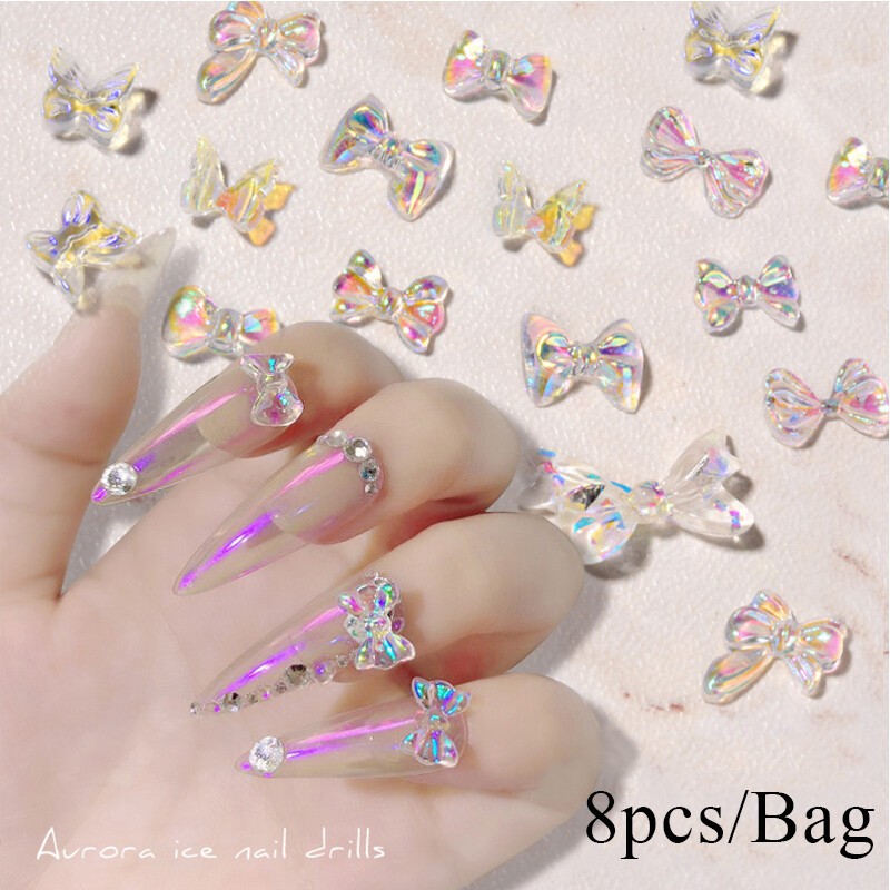 3D Bow Butterfly Nail Art Stickers Charms Decorations Cute Mixed Style Manicure