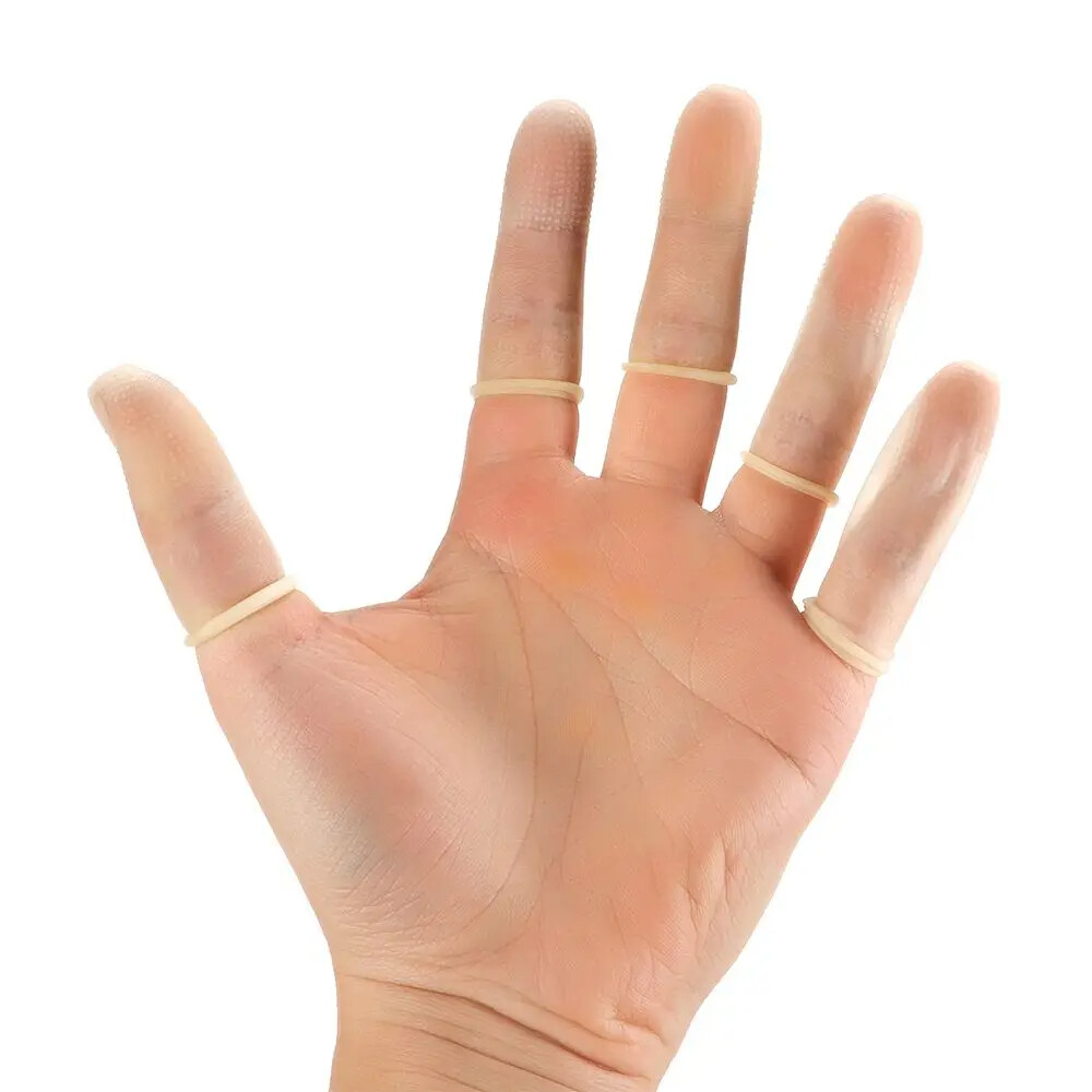 Rubber Latex Finger Cots Cover Fingertips Protector Gloves Corrosion Resistant