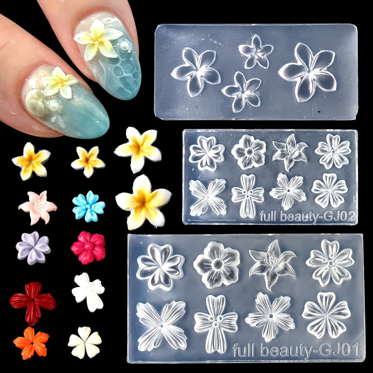 3D Shell Starfish Silicone Nail Molds, 3Pcs Ocean Themed Nail Art Mold | Carving