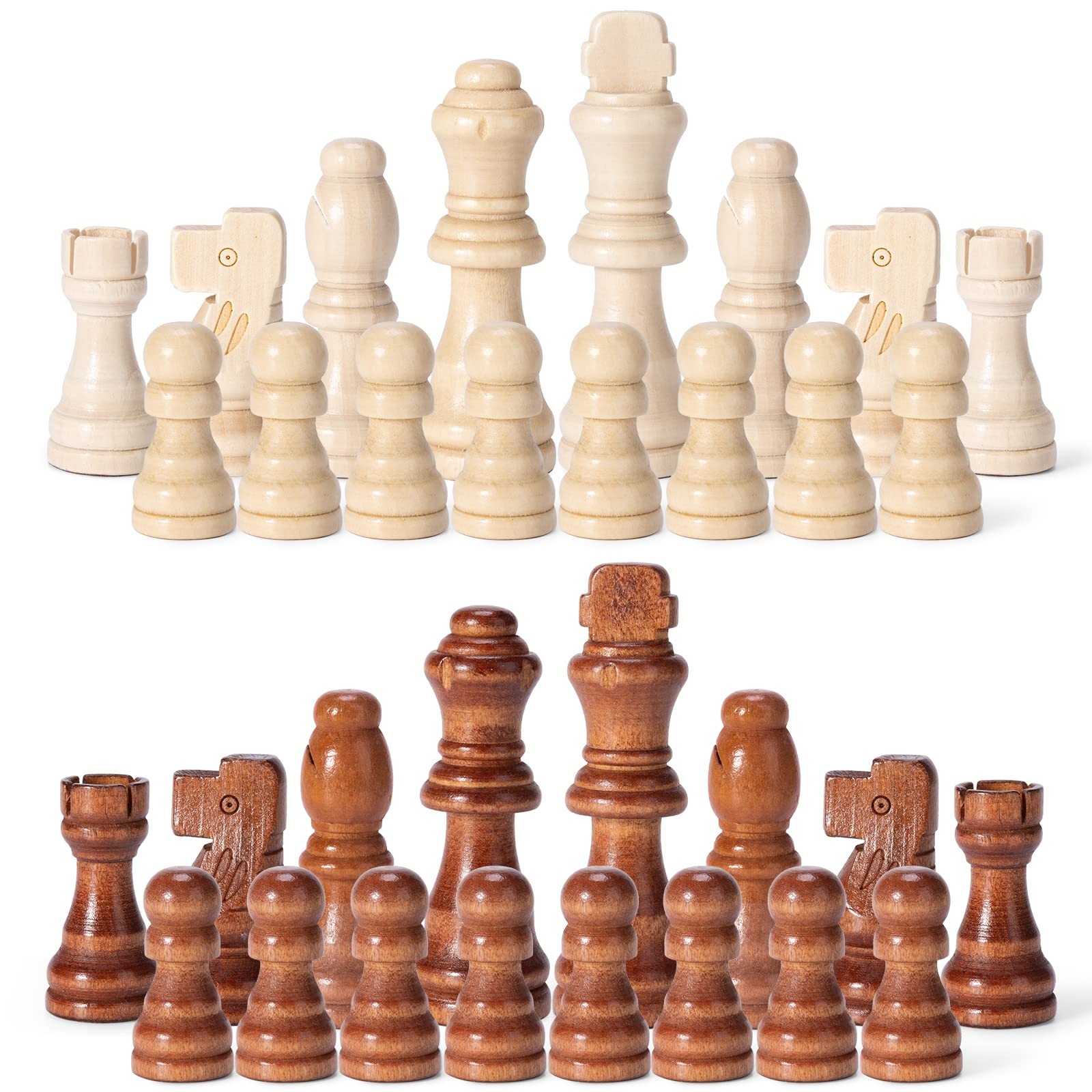 Wooden Chess Pieces Only, 32 Piece Tournament Staunton Wood 3.15 inches