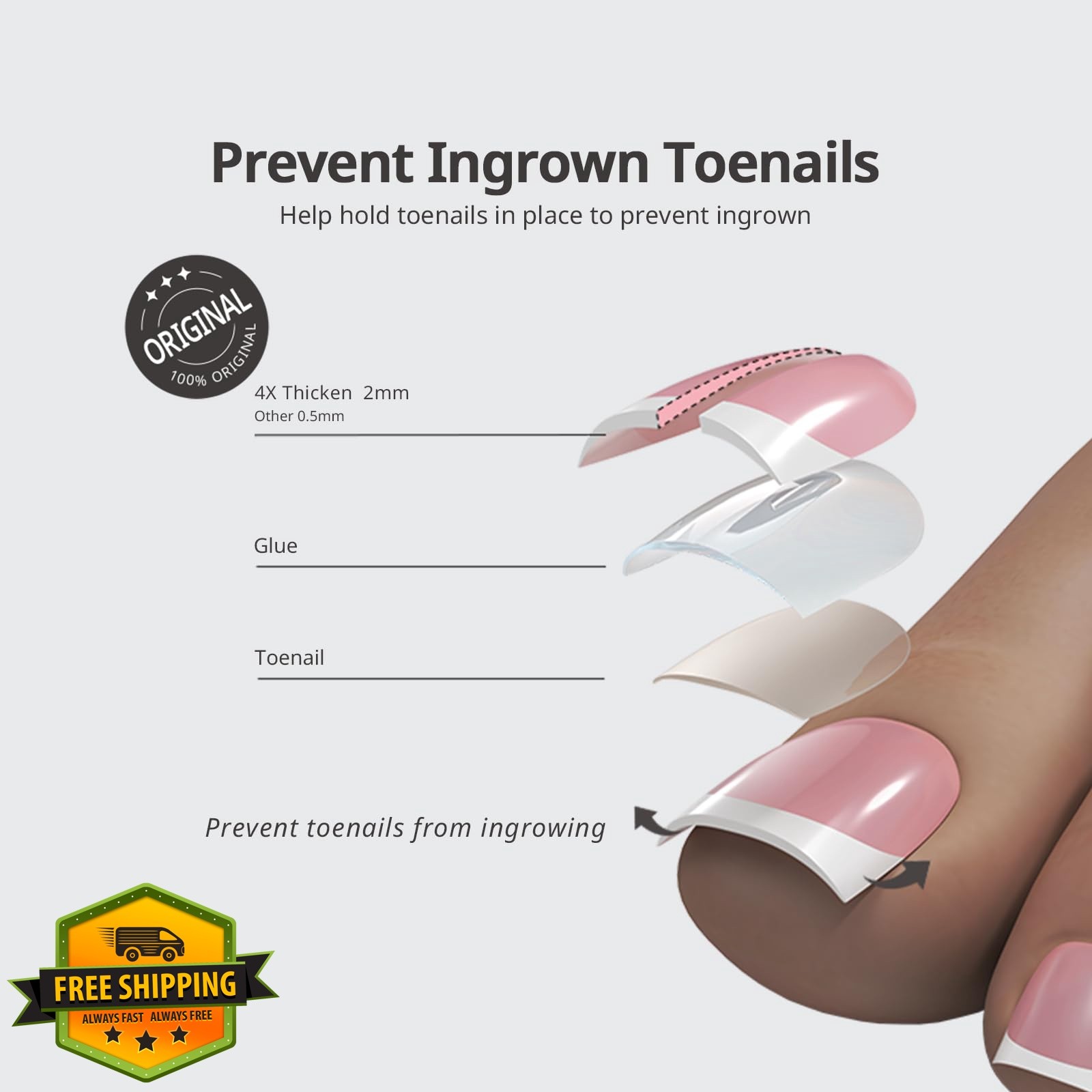 BTARTBOXNAILS Toe Nails Brown Base S-L Square