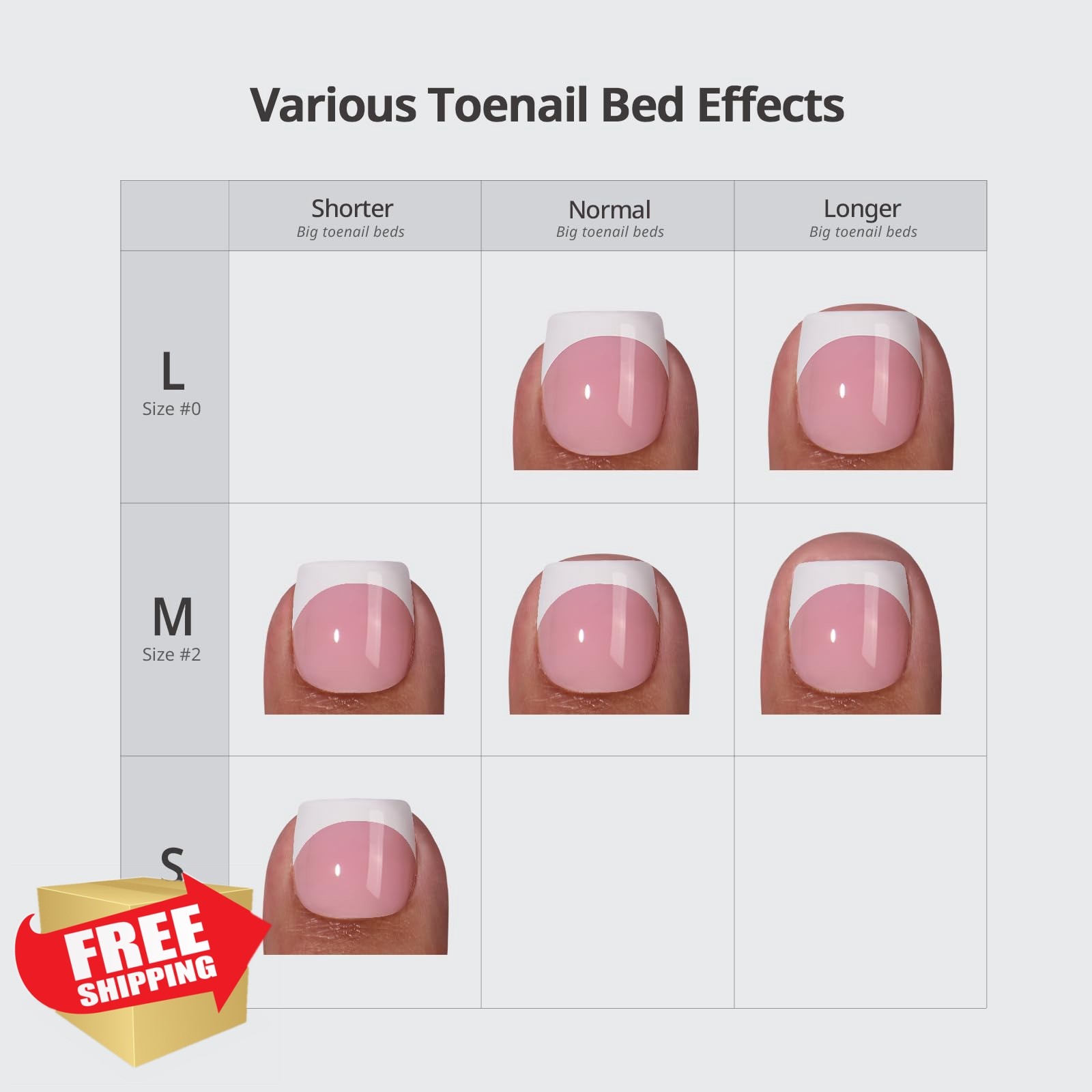 BTARTBOXNAILS Toe Nails Brown Base S-L Square