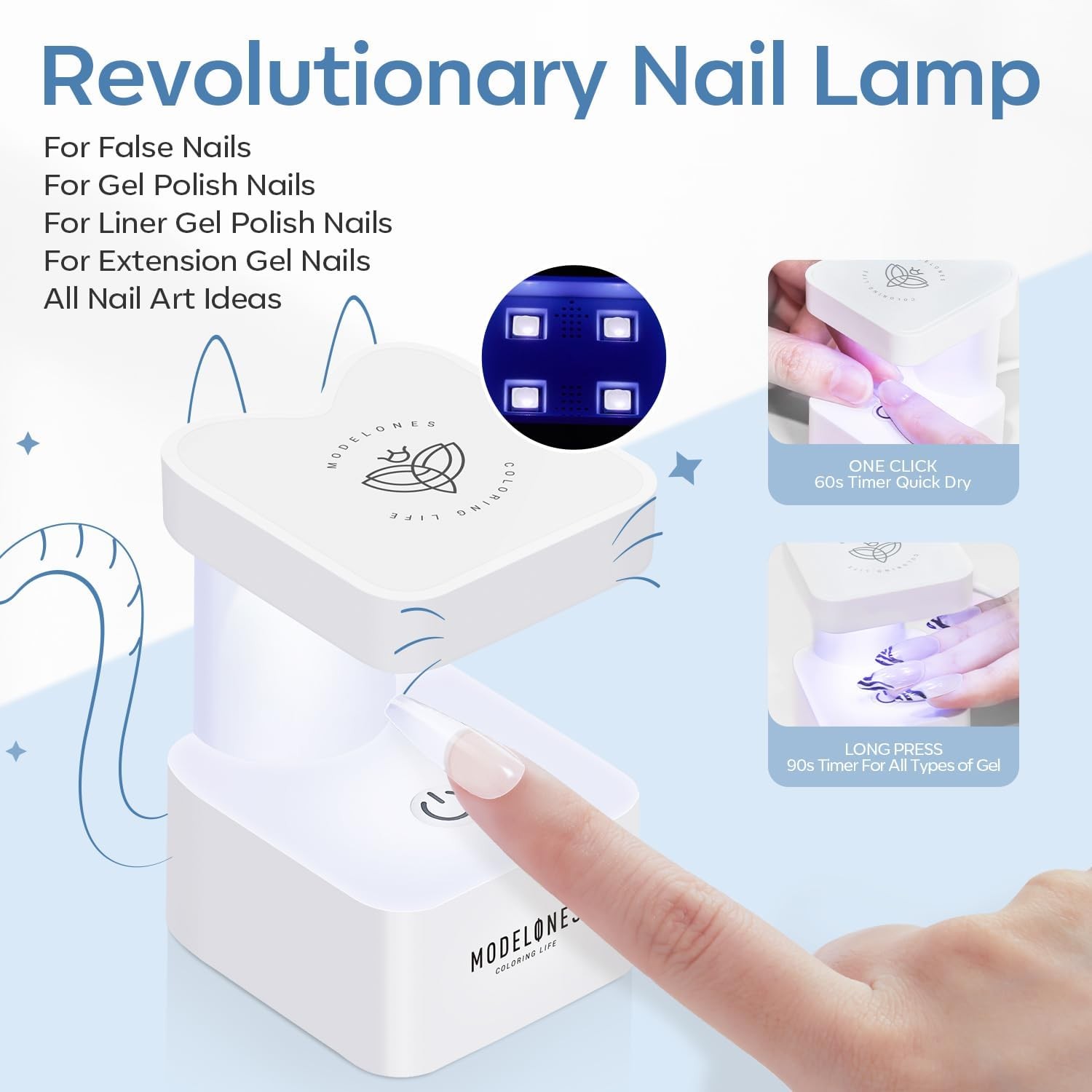 X Nail Gel Kit,Square Nail Tips, 9-in-One Glue Prep Dehydrator & Portable Min…