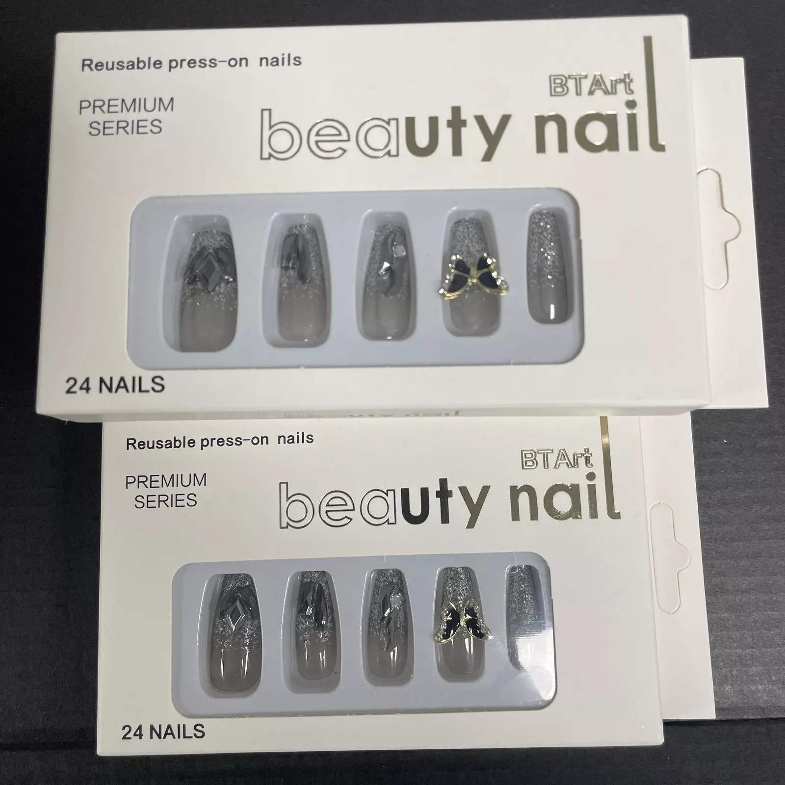 False Fake Nails Full Nail Tips Acrylic French Artificial Nails Art with Glue