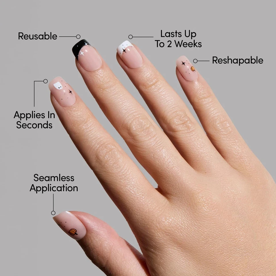 Glamnetic Press On Nails – Tiny Pumpkin | Short Squoval French Tip 15 Sizes – 30