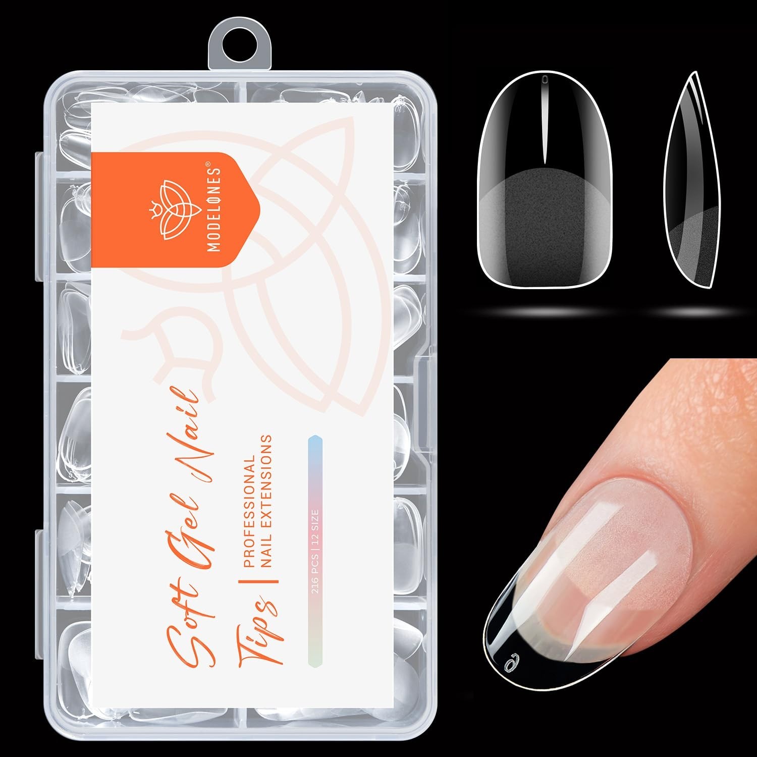 Break Resistant Full Cover Fake Nails Soft Gel Tips 216PCS
