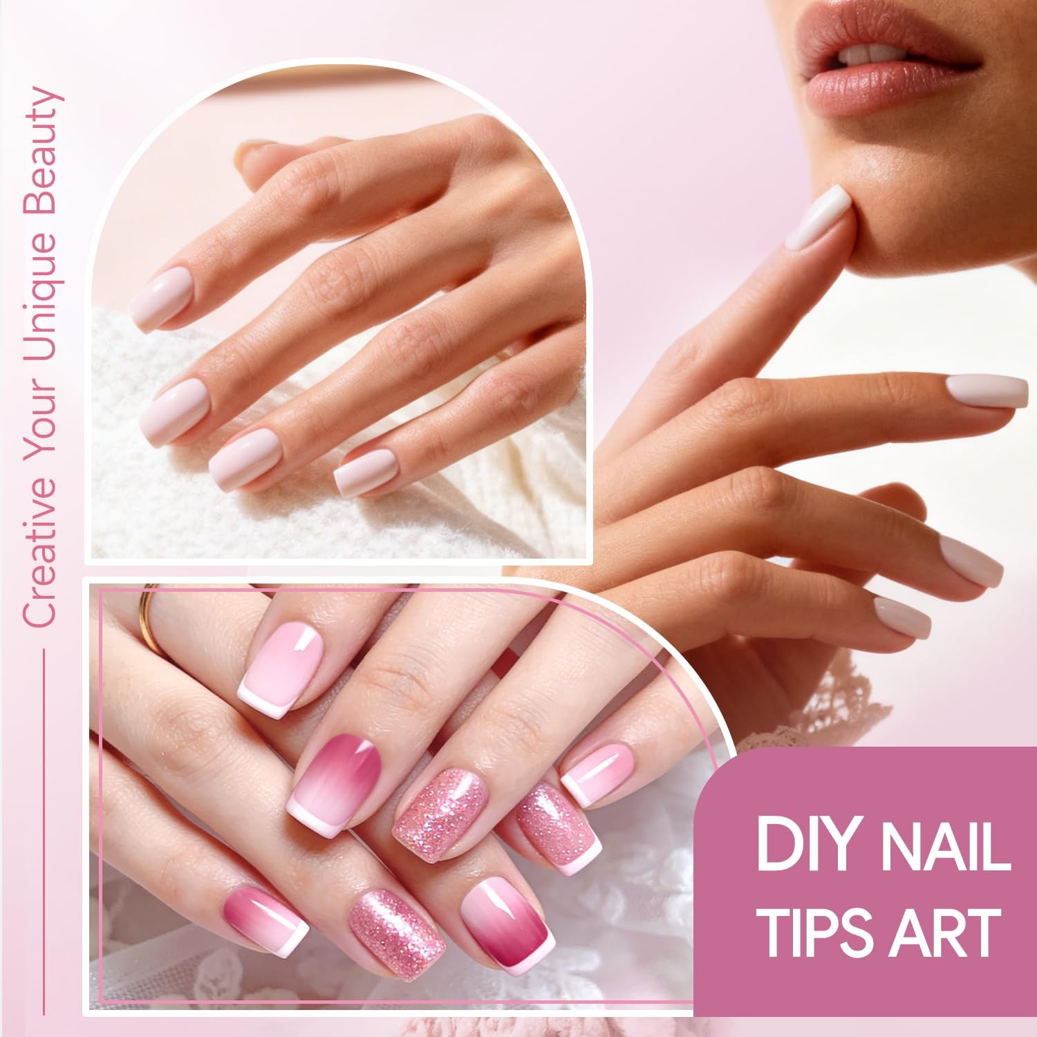 Buqikma Short Square Clear Acrylic Nail Tips for Nail Extensions, 500PCS