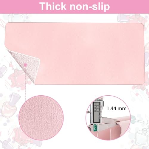 Nail Art Table Mat,Foldable Nail Arm Rest Pad for Nails,Soft Microfiber PU Pink