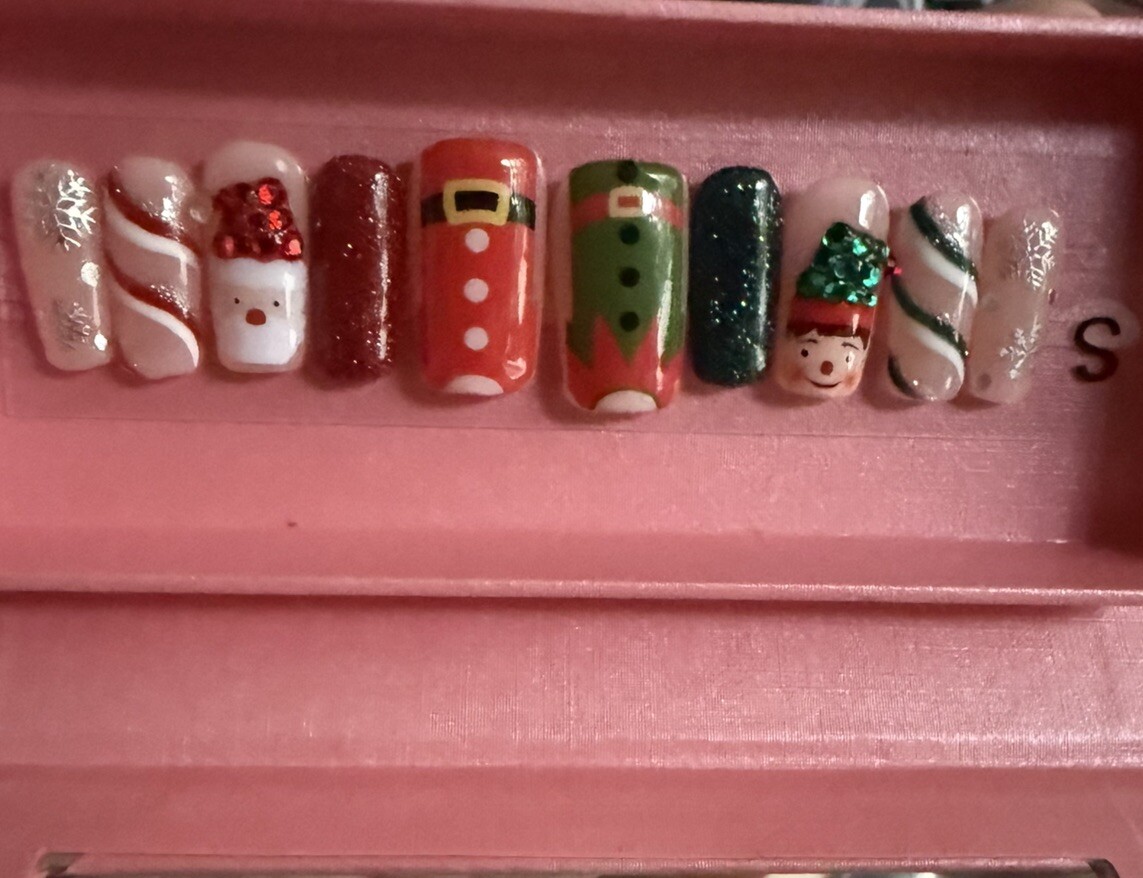 Lovful Acrylic Press On Christmas/holiday Nails H353 Square Regular Size Small