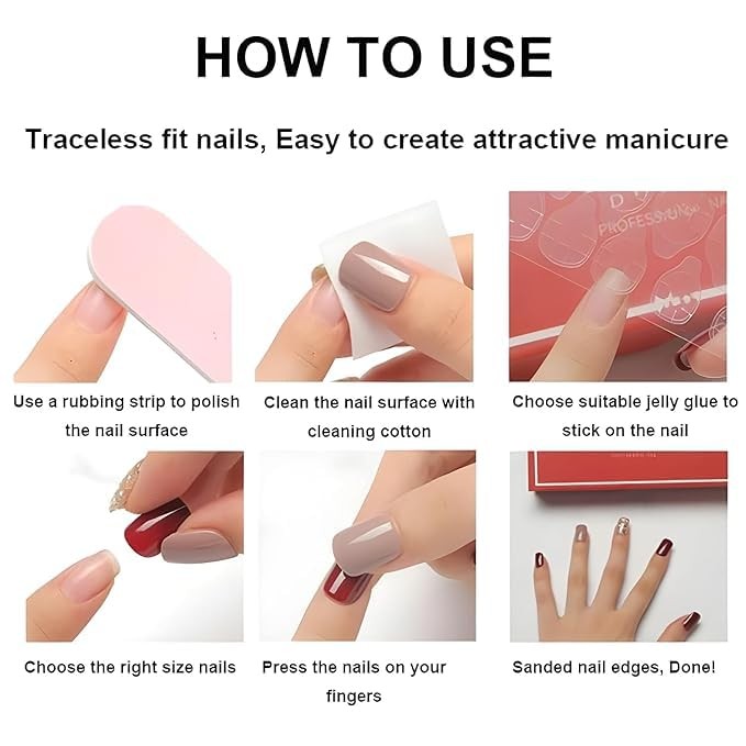 Summer Press on Nails – Short Almond Fake Nails – French Tip – Blue Ocean – 2